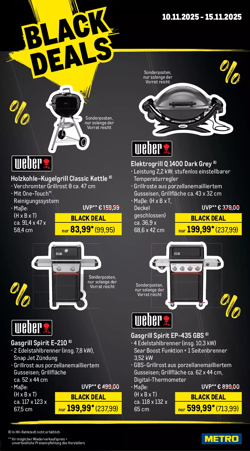 Aktueller Prospekt Metro - Wochen-Angebote - von 10.11 bis 15.11.2025 - strona 21 - produkty: decke, Deckel, edelstahl, eis, Elektro, elle, fernseher, gasgrill, grill, grillfläche, grillrost, Holz, holzkohle, Kugel, kugelgrill, lack, LG, Metro, qled, Reinigung, reis, sonderposten, teller, thermometer, Ti, uhd
