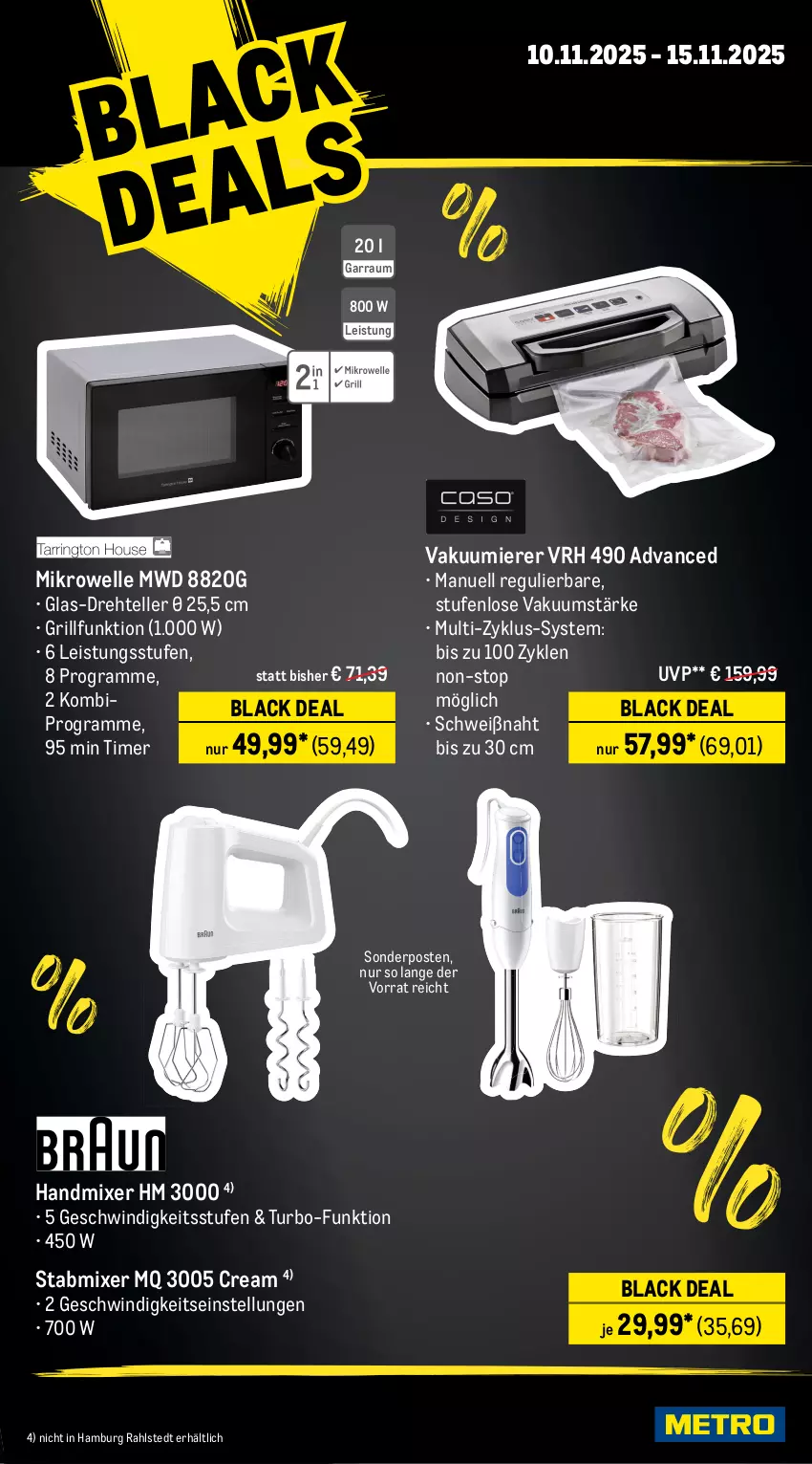 Aktueller Prospekt Metro - Wochen-Angebote - von 10.11 bis 15.11.2025 - strona 22 - produkty: angebot, auer, auto, delonghi, edelstahl, eis, elle, entkalker, garraum, Glühwein, grill, handmixer, kaffee, kaffeevollautomat, kaffeevollautomaten, Kocher, lack, LG, mac, Metro, mikrowelle, milch, Mixer, reis, sonderposten, stabmixer, teller, thermostat, Ti, timer, tisch, tomate, tomaten, Vakuumierer, vollautomaten, wasser, wasserfilter, wasserkocher, wein