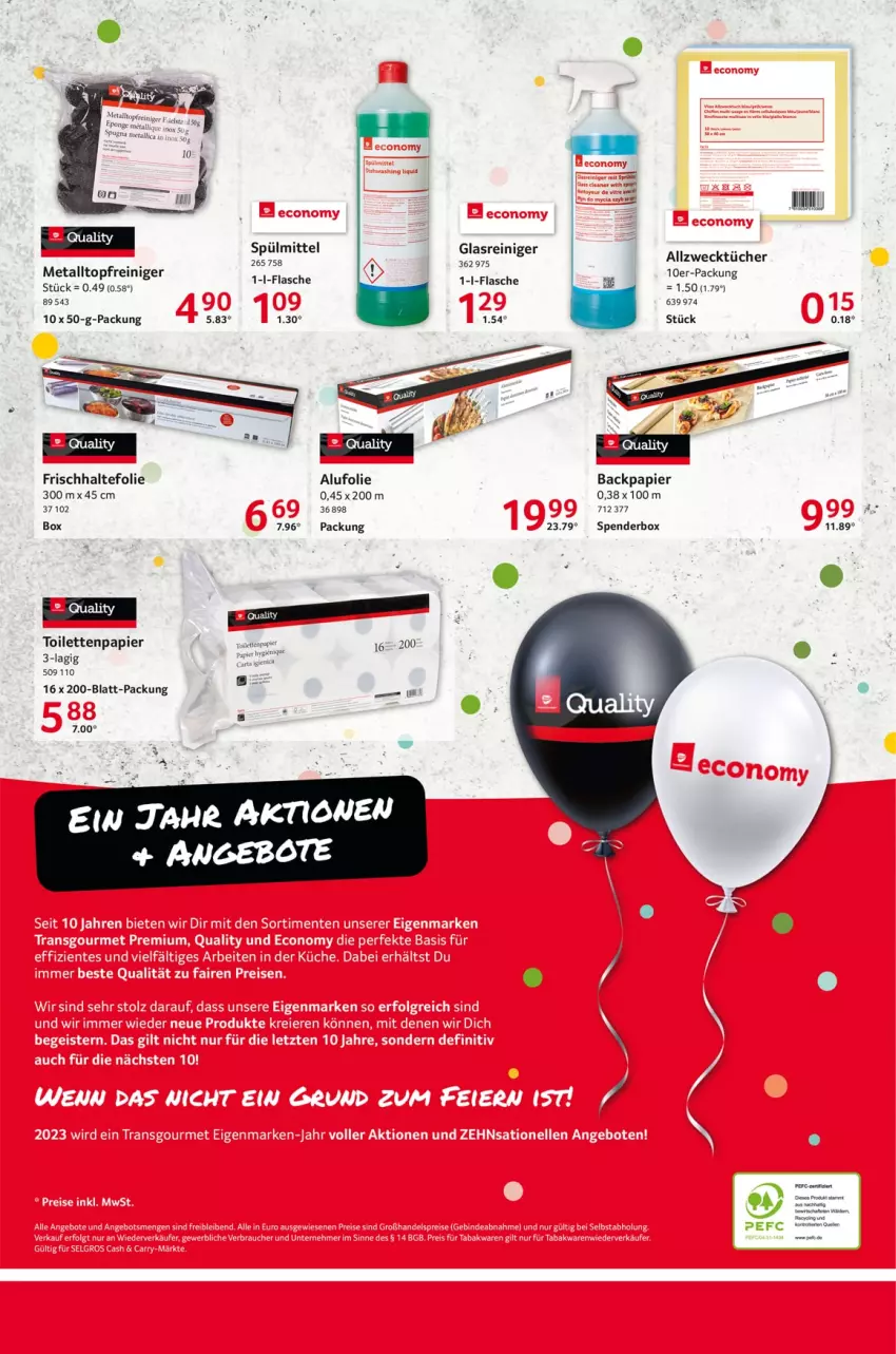 Aktueller Prospekt Selgros - Zehnsationell - von 09.02 bis 22.02.2023 - strona 8 - produkty: Allzwecktücher, angebot, angebote, flasche, frischhaltefolie, Glasreiniger, papier, reiniger, spülmittel, Ti, toilettenpapier, topf, tücher, weck