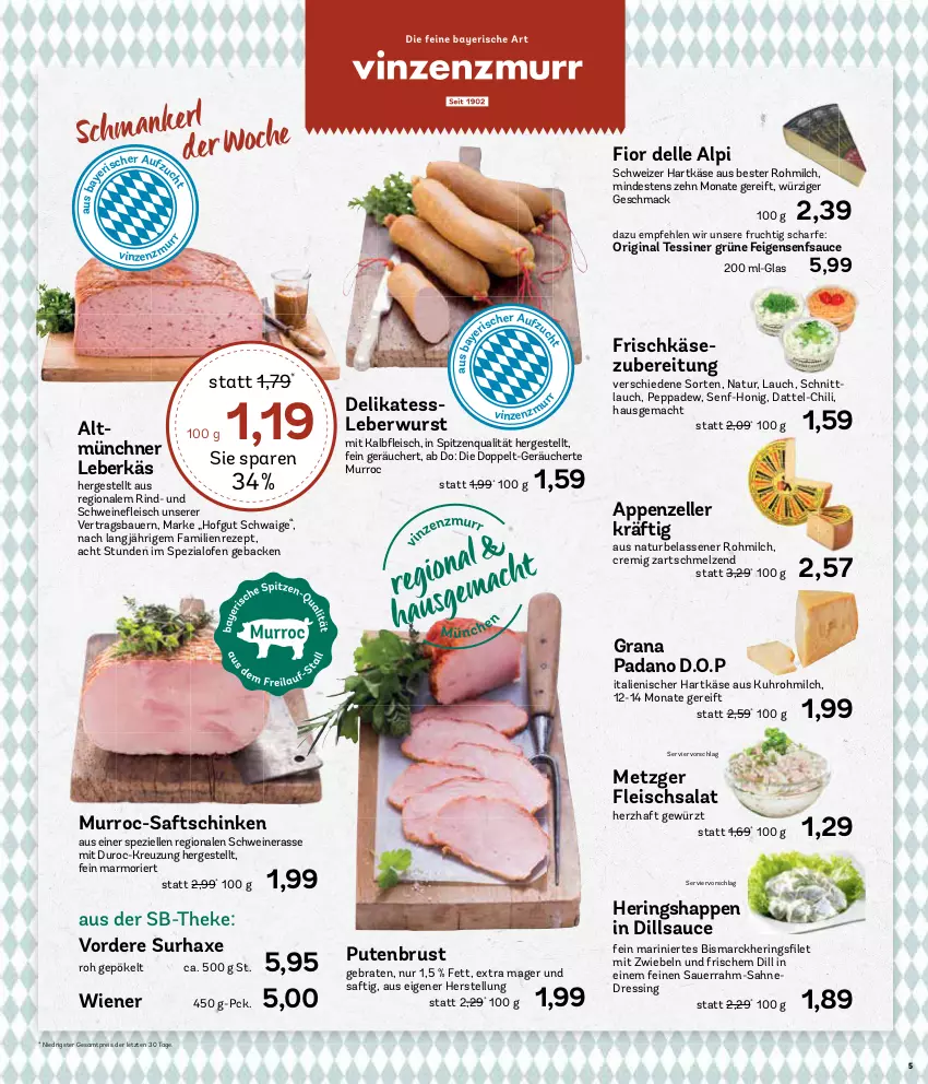 Aktueller Prospekt Aez - Prospekte - von 11.03 bis 16.03.2024 - strona 5 - produkty: appenzeller, auer, axe, Bau, Bauer, bismarck, braten, chili, dell, dressing, eis, elle, Feigen, fleisch, fleischsalat, frischkäse, frischkäsezubereitung, frucht, geback, gewürz, gin, grana, grana padano, hartkäse, Haxe, hering, Herings, Heringshappen, hofgut, honig, italienischer hartkäse, Käse, leberkäs, leberwurst, mac, milch, mit zwiebeln, natur, Ofen, padano, pute, putenbrust, Rana, reis, rezept, rind, ring, saft, saftschinken, sahne, salat, sauce, Sauerrahm, schinken, schnittlauch, schwein, schweine, schweizer hartkäse, senf, Spezi, spitzenqualität, Ti, uhr, wein, weine, wiener, wurst, ZTE, zwiebel, zwiebeln