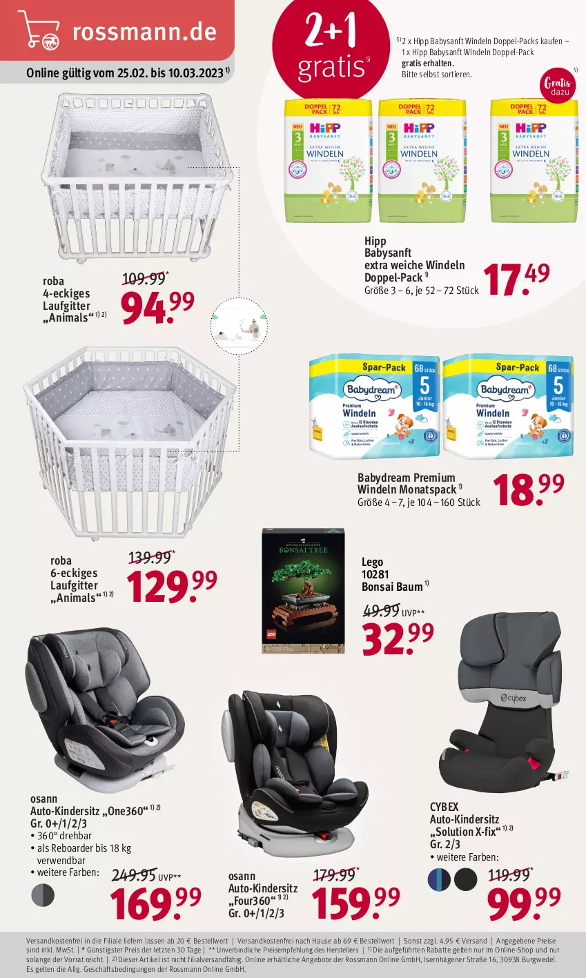 Aktueller Prospekt Rossmann - Prospekte - von 27.02 bis 03.03.2023 - strona 19 - produkty: angebot, angebote, auto, babydream, Bau, eis, elle, hipp, Kinder, Kindersitz, LG, ndk, reis, roba, rwe, teller, Ti, Tiere, versandkostenfrei, wedel, windeln, ZTE