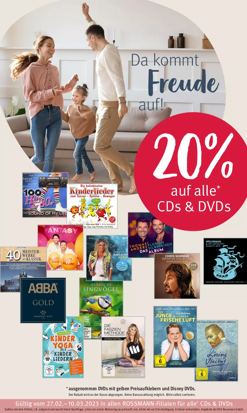 Aktueller Prospekt Rossmann - Prospekte - von 27.02 bis 03.03.2023 - strona 20 - produkty: angebot, angebote, Aufkleber, disney, dvd, eis, kleber, reis, Ti, Tiere