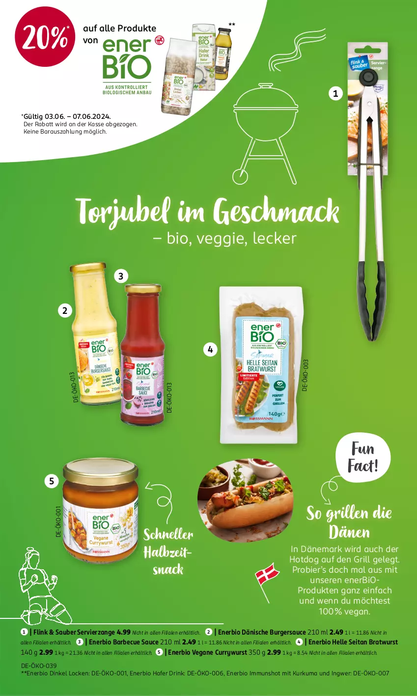 Aktueller Prospekt Rossmann - Prospekte - von 03.06 bis 07.06.2024 - strona 6 - produkty: barbecue, bier, bio, bratwurst, burger, curry, currywurst, drink, elle, grill, hafer, ingwer, mac, sauce, snack, Ti, veggie, wurst