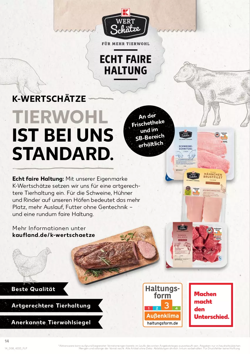 Aktueller Prospekt Kaufland - von 24.02 bis 02.03.2022 - strona 14 - produkty: angebot, ente, hühner, rind, rinder, schwein, schweine, Ti, wein, weine, ZTE