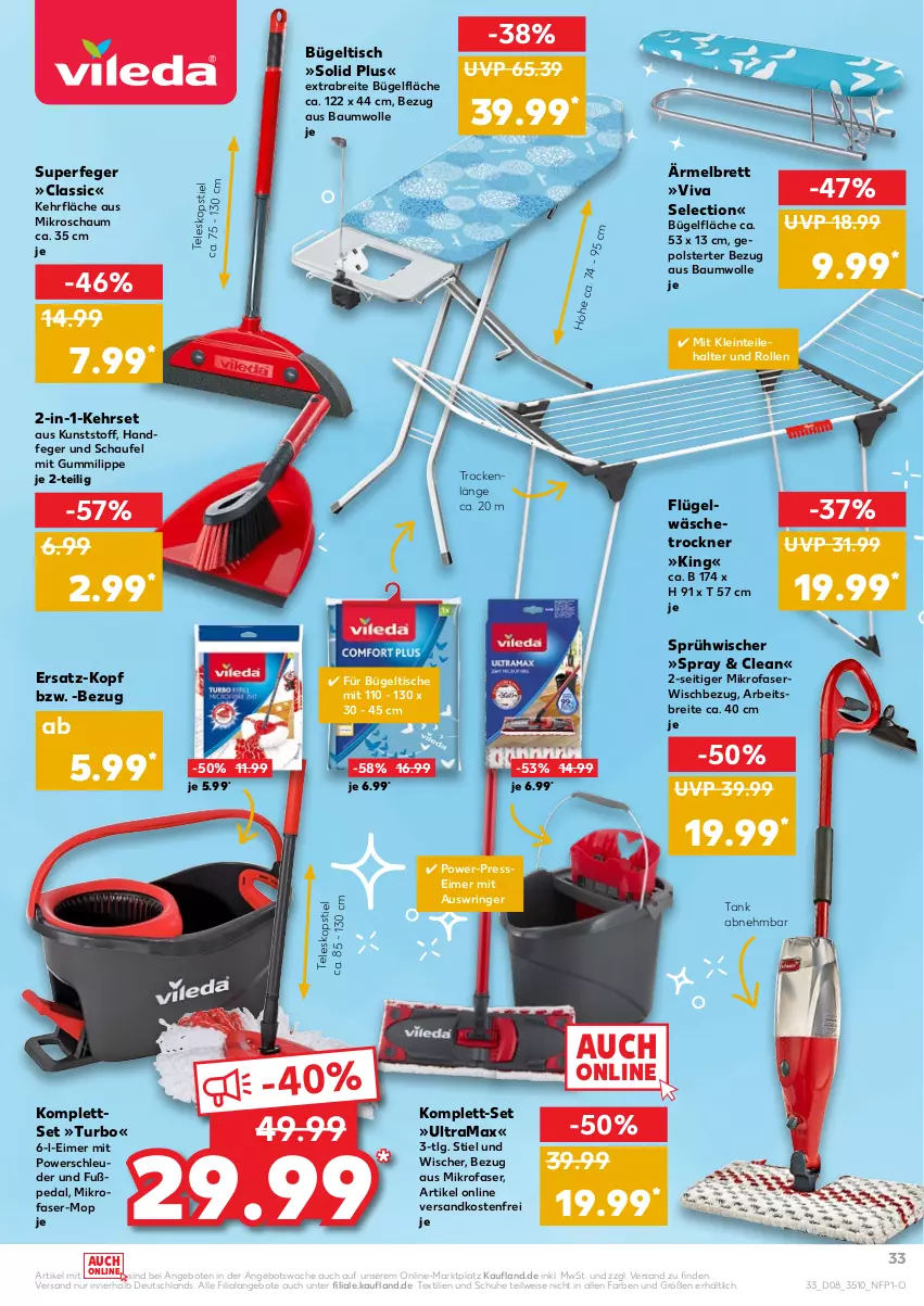 Aktueller Prospekt Kaufland - von 24.02 bis 02.03.2022 - strona 33 - produkty: angebot, angebote, Bau, baumwolle, Brei, bügel, bügeltisch, eimer, eis, LG, mikrofaser, ndk, rama, ring, schuhe, Teleskop, teleskopstiel, Ti, tisch, Trockner, versandkostenfrei, wäschetrockner, wolle