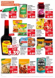 Gazetka promocyjna Kaufland - Gazetka - ważna od 02.03 do 02.03.2022 - strona 24 - produkty: angebot, apfel, beanz, Berger, beutel, bio, bohne, bohnen, Cashew, cashewkerne, Datteln, filet, filets, fisch, frucht, Fruchtmark, geback, gewürz, heinz, Instant-Nudeln, küche, leine, maggi, maggi würze, Makrele, Makrelenfilets, mit gemüse, natur, nudel, nudeln, quetschbeutel, rel, rotkohl, rwe, salat, salate, seeberger, snack, Soße, Speck, suppe, Ti, tisch, tomate, tomaten, tomatenmark, Vegeta, würstchen, ZTE