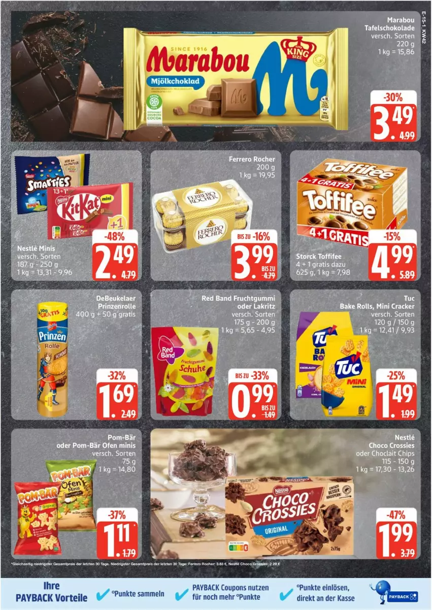Aktueller Prospekt Edeka - Prospekte - von 13.10 bis 18.10.2025 - strona 15 - produkty: coupon, coupons, cracker, eier, Ofen, payback, pom-bär, rel, schoko, schokolade, tafelschokolade
