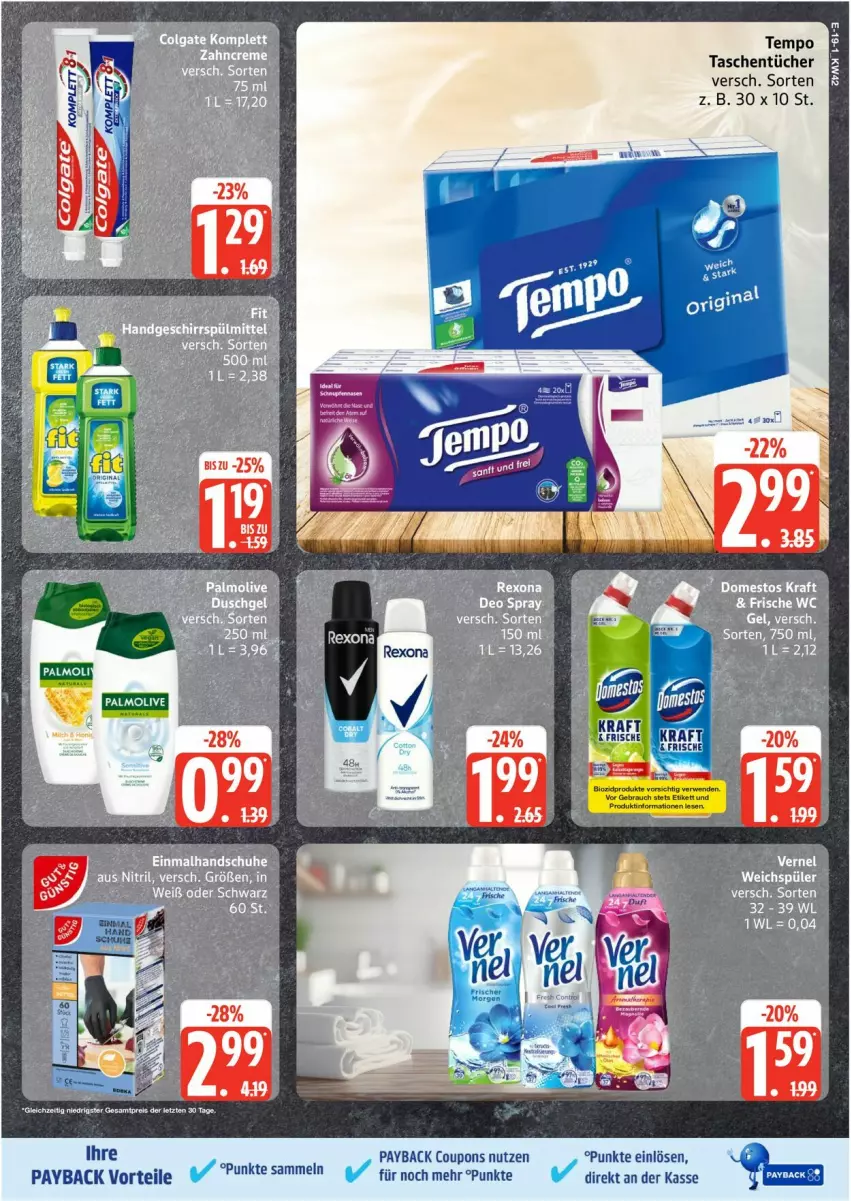 Aktueller Prospekt Edeka - Prospekte - von 13.10 bis 18.10.2025 - strona 19 - produkty: coupon, coupons, eis, handschuhe, payback, reis, schuhe, Tasche, taschen, taschentücher, Tempo, Ti, tücher, ZTE