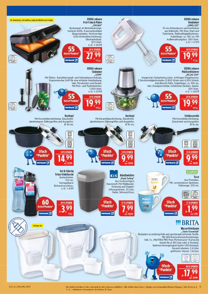 Aktueller Prospekt Marktkauf - Prospekt - von 24.05 bis 30.05.2026 - strona 35 - produkty: aufbewahrungsbox, Becher, Behälter, beutel, brita, decke, Deckel, deka, edelstahl, eis, Elan, Glasdeckel, grill, handmixer, ilag, kartoffel, Kochtopf, latte, leine, LG, mac, Maxtra, Messbecher, messer, Mixer, müllbeutel, reis, riegel, sandwich, Schneebesen, snack, spülmaschinen, stabmixer, stielkasserolle, tasse, Ti, topf, waffeln, wasser, wasserfilter, Zerkleinerer, ZTE