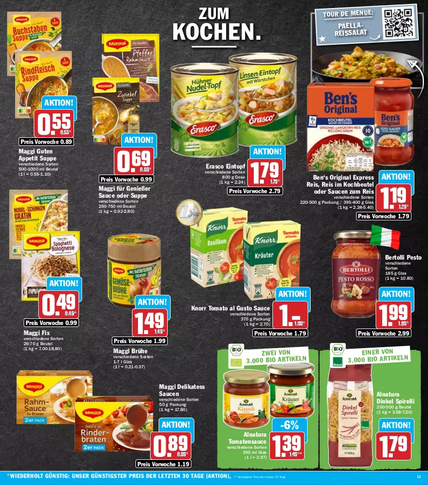 Aktueller Prospekt Hit - Prospekte - von 25.07 bis 30.07.2022 - strona 11 - produkty: bertolli, beutel, Brühe, delikatess sauce, eintopf, eis, erasco, gin, knorr, kochbeutel, maggi, maggi fix, natur, natura, paella, pesto, reis, reiss, rel, salat, sauce, saucen, suppe, Ti, tomate, tomaten, tomatensauce, tomato al gusto, topf, ZTE