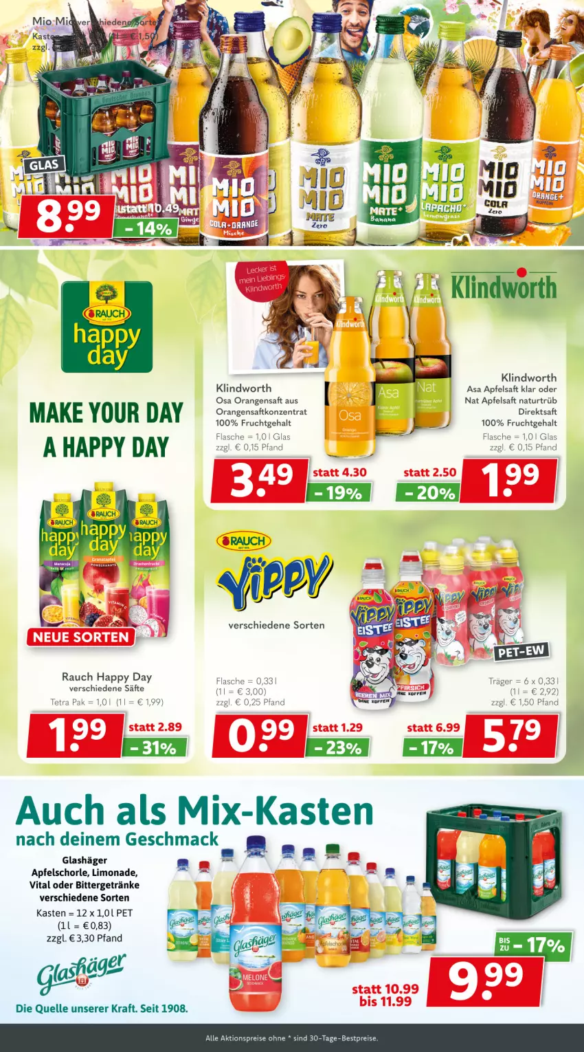 Aktueller Prospekt Getraenkeland - von 11.05 bis 23.05.2025 - strona 5 - produkty: aktionspreis, apfel, apfelsaft, Apfelschorle, bestpreis, bestpreise, direktsaft, eis, elle, flasche, frucht, getränk, getränke, Happy Day, kraft, limo, limonade, natur, orange, orangen, orangensaft, Rauch, reis, saft, säfte, schorle, tee, Ti, vita, Yo