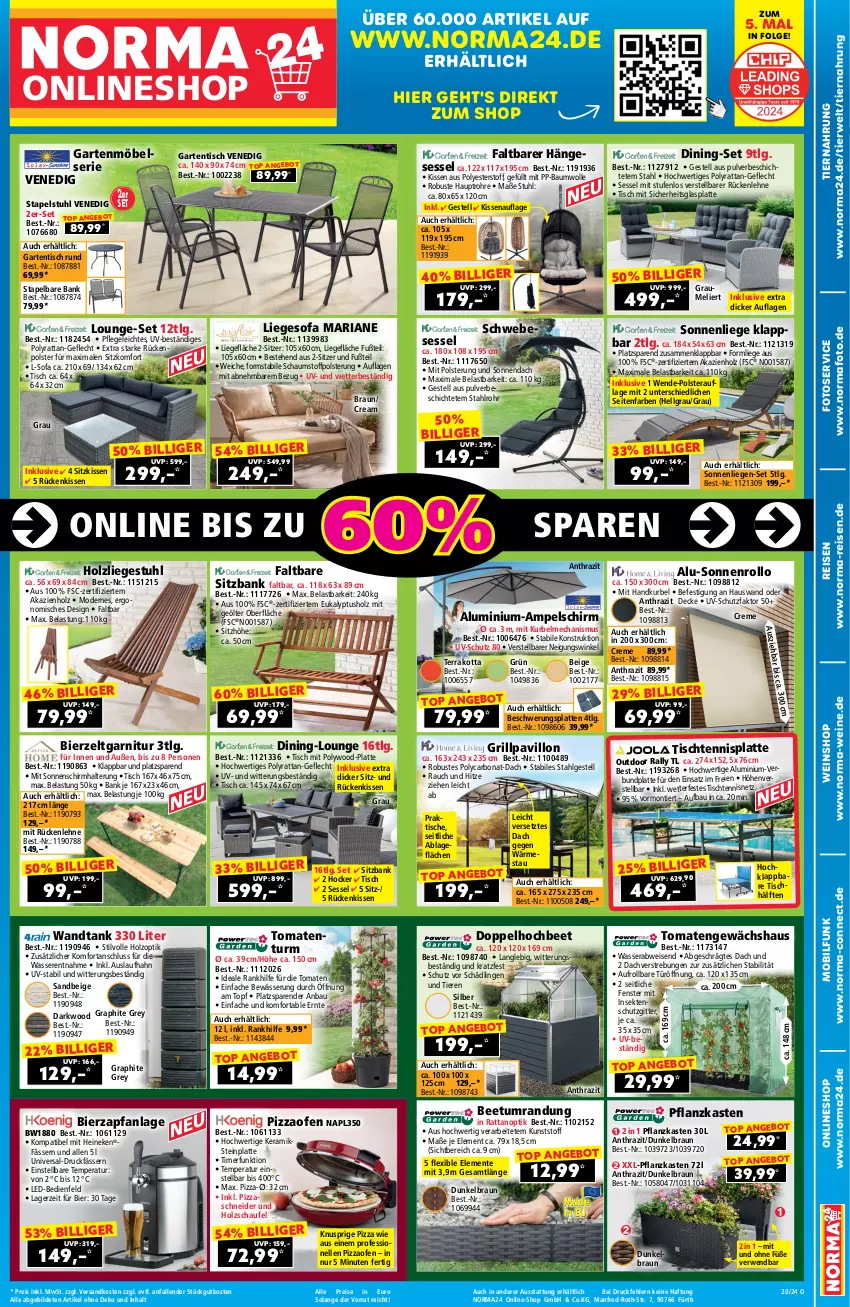 Aktueller Prospekt Norma - Norma - von 03.05 bis 19.05.2024 - strona 1 - produkty: ampelschirm, angebot, Bank, Bau, baumwolle, bier, Bierzeltgarnitur, Bona, braun, creme, decke, eis, elle, ente, fenster, garnitur, Garten, gartenmöbel, gartentisch, Gewächshaus, glasplatte, grill, Grillpavillon, gsw, hängesessel, heineken, hocker, Holz, insektenschutz, kissen, latte, LG, Liege, lounge-set, möbel, Mode, ndk, Ofen, pavillon, Pflanzkasten, pizza, Pizzaofen, reis, Ria, Rückenkissen, rückenlehne, rwe, sekt, sessel, sitzbank, Sitzhöhe, sitzkissen, Sofa, sonnenliege, sonnenschirm, Sonnenschirmhalter, stapelstuhl, stuhl, Ti, Tiere, tiernahrung, timer, tisch, tomate, tomaten, topf, uv-schutz, wasser, wein, weine, weinshop, wolle, Zelt, ZTE