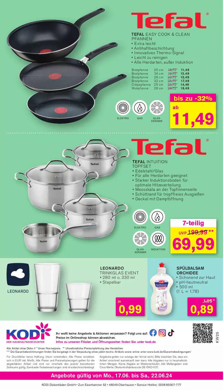 Aktueller Prospekt Kodi - Prospekte - von 17.06 bis 23.06.2024 - strona 8 - produkty: angebot, angebote, balsam, bratpfanne, decke, Deckel, edelstahl, eis, elle, herdarten, lenco, leonardo, LG, orchidee, pfanne, pfannen, reis, Signal, tectro, tefal, teller, Ti, topf, Topfset, trinkglas, wok