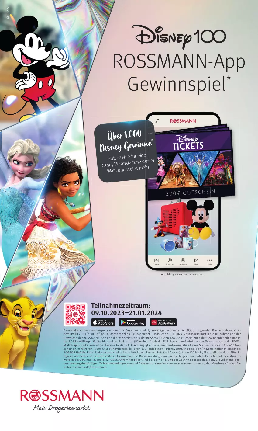 Aktueller Prospekt Rossmann - Prospekte - von 09.10.2023 bis 21.01.2024 - strona 2 - produkty: angebot, angebote, coupon, coupons, disney, erde, gewinnspiel, gutschein, gutscheine, LG, Maus, Plüsch, tasse, Ti, Toniebox, uhr, wedel