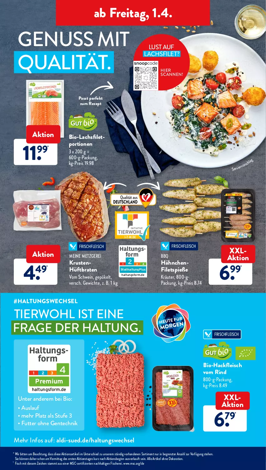 Aktueller Prospekt AldiSud - ALDI Aktuell - von 28.03 bis 02.04.2022 - strona 47 - produkty: aldi, alle artikel ohne dekoration, bio, Bio-Hackfleisch, braten, dekoration, eis, ente, filet, filets, fisch, fische, Fischer, fleisch, gin, gsw, hackfleisch, Hüftbraten, kräuter, lachs, lachsfilet, nuss, reis, rezept, rind, Schere, schwein, Ti, wein, ZTE