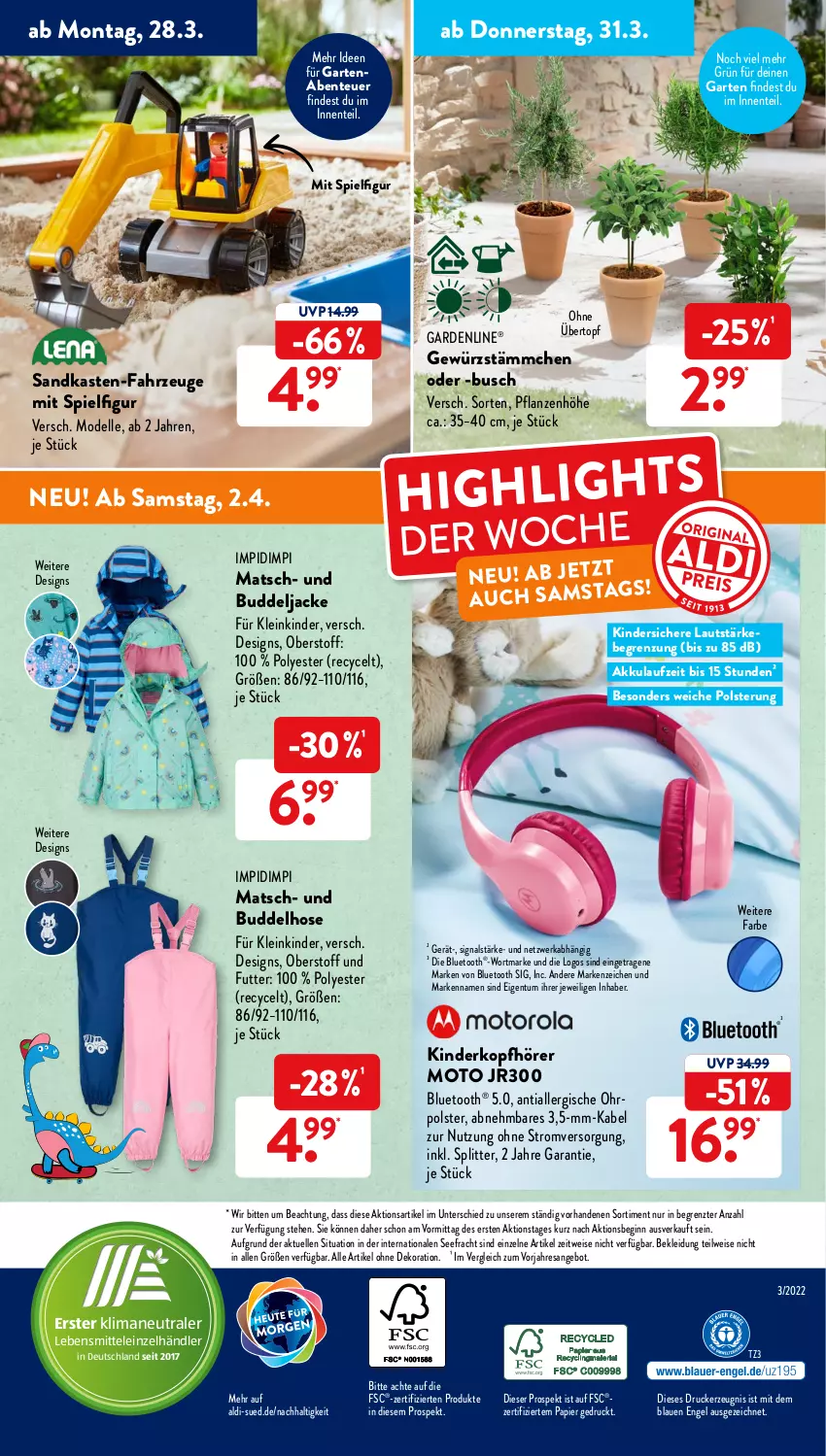 Aktueller Prospekt AldiSud - ALDI Aktuell - von 28.03 bis 02.04.2022 - strona 51 - produkty: akku, aldi, alle artikel ohne dekoration, angebot, dekoration, dell, drucker, eis, elle, Engel, ente, Garten, gewürz, gin, hose, Jacke, kerze, Kinder, kleid, Kleidung, kopfhörer, lebensmittel, Mode, ndk, papier, pflanze, pflanzen, reis, resa, Sandkasten, Signal, Ti, topf, übertopf, ZTE