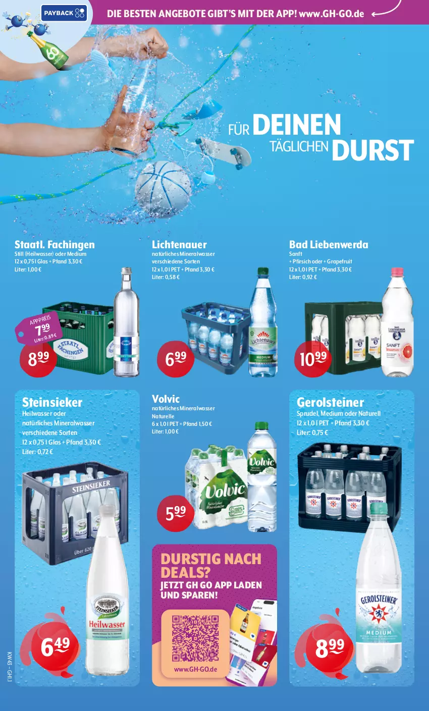 Aktueller Prospekt Getraenke Hoffmann - Prospekte - von 19.10 bis 24.10.2026 - strona 2 - produkty: Alwa, angebot, angebote, auer, Bad, Bad Liebenwerda, eis, elle, gerolsteine, gerolsteiner, grapefruit, lichtenauer, mineralwasser, natur, natürliches mineralwasser, pfirsich, rel, Sprudel, Staatl. Fachingen, steiner, Steinsieker, Ti, volvic, volvic natürliches, wasser