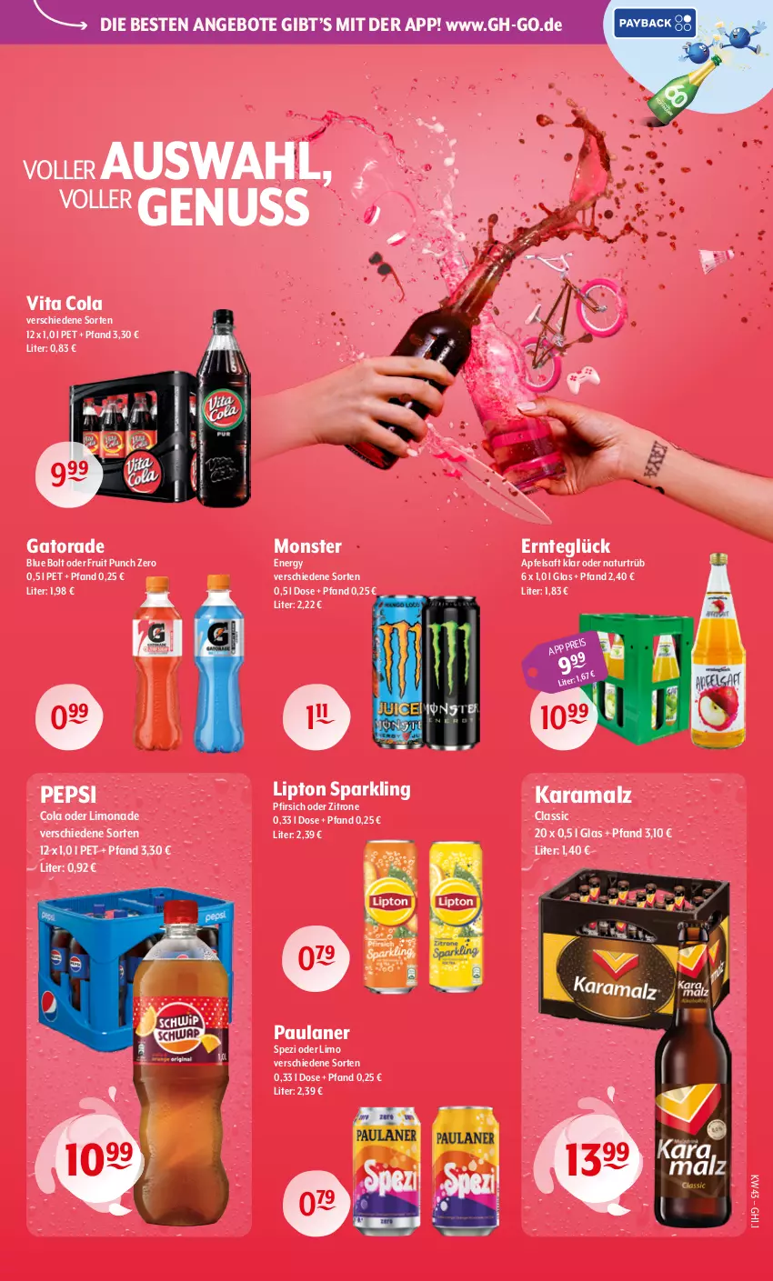 Aktueller Prospekt Getraenke Hoffmann - Prospekte - von 19.10 bis 24.10.2026 - strona 3 - produkty: angebot, angebote, apfel, apfelsaft, cola, eis, karamalz, limo, limonade, lipton, malz, monster, Monster Energy, natur, nuss, Paula, paulaner, pepsi, Pepsi Cola, pfirsich, rama, saft, Spezi, vita, Vita C, zitrone