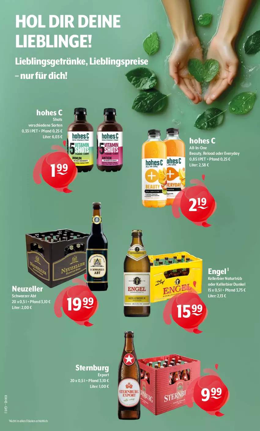 Aktueller Prospekt Getraenke Hoffmann - Prospekte - von 19.10 bis 24.10.2026 - strona 9 - produkty: bier, eis, elle, Engel, getränk, getränke, Hohes C, kellerbier, natur, reis, rel, Sternburg
