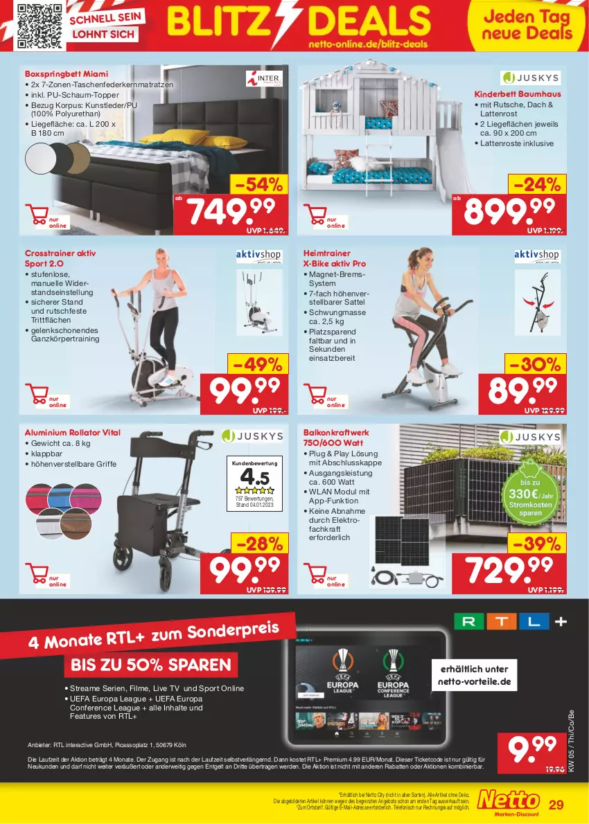 Aktueller Prospekt Netto Marken-Discount - Filial-Angebote - von 30.01 bis 04.02.2023 - strona 29 - produkty: angebot, Bau, bett, boxspringbett, cin, eis, Elektro, elle, erde, federkern, federkernmatratze, kernmatratze, Kinder, Kinderbett, kraft, latte, lattenrost, Liege, matratze, matratzen, reis, ring, rwe, sattel, Sport, Tasche, taschen, taschenfederkernmatratze, telefon, Ti, topper, vita, ZTE