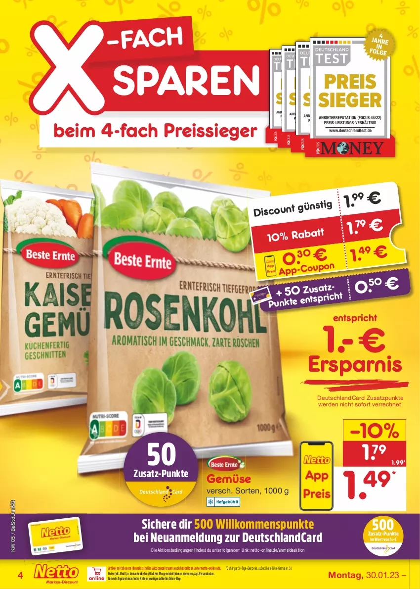 Aktueller Prospekt Netto Marken-Discount - Filial-Angebote - von 30.01 bis 04.02.2023 - strona 4 - produkty: bestpreis, deutschlandcard, discount, eis, erde, LG, ndk, reis, reiss, Ti