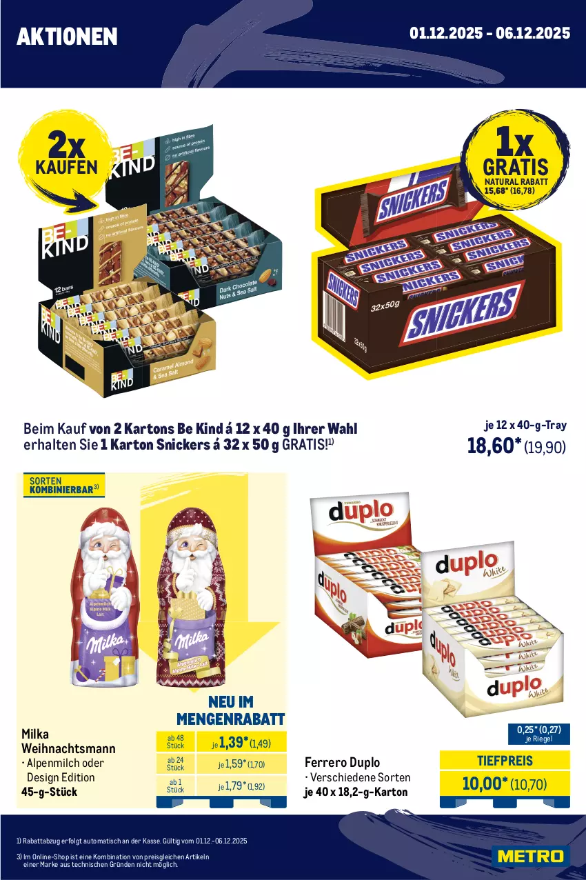 Aktueller Prospekt Metro - Wochen-Angebote Händler - von 01.11 bis 06.12.2025 - strona 2 - produkty: alpenmilch, Alwa, angebot, auto, coca-cola, cola, drink, duplo, Effect, eis, energy drink, ferrero, flasche, LG, milch, milka, mineralwasser, natur, natura, reis, riegel, snickers, Staatl. Fachingen, Ti, tiefpreis, tisch, wasser
