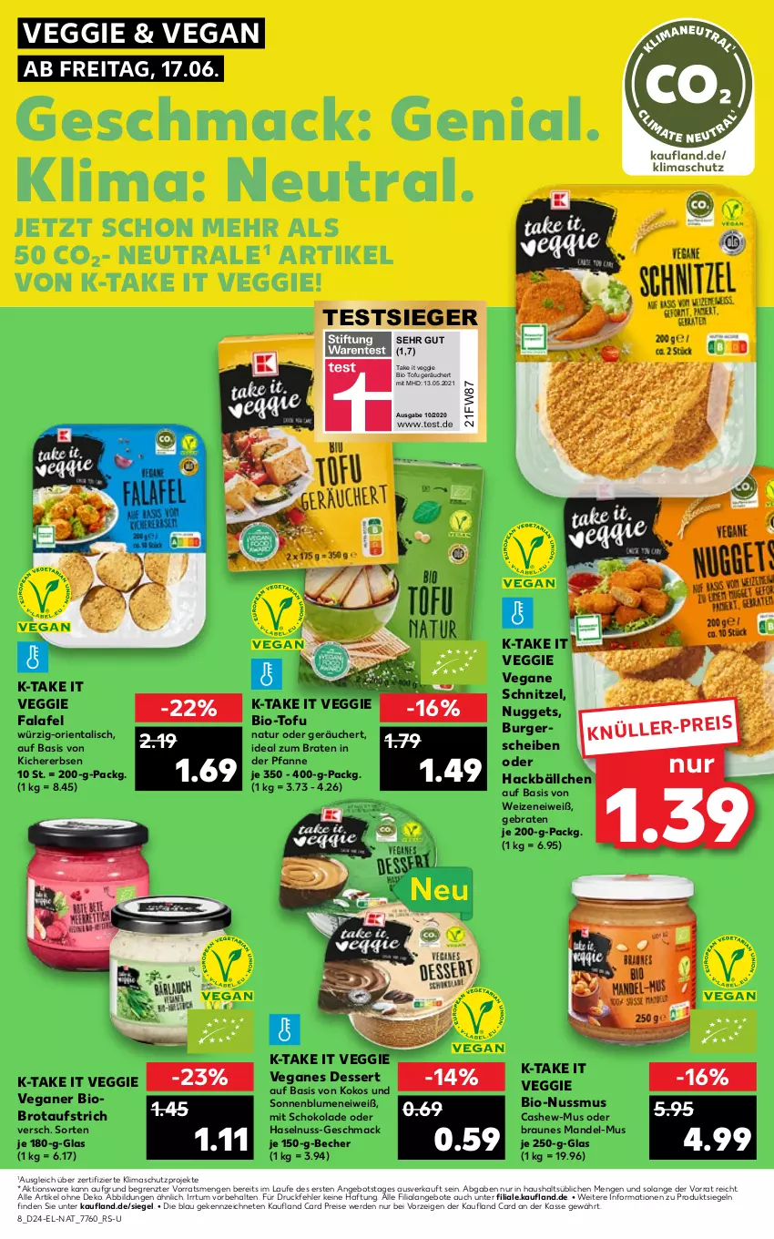 Aktueller Prospekt Kaufland - von 16.06 bis 22.06.2022 - strona 48 - produkty: angebot, angebote, aufstrich, Becher, bio, blume, blumen, braten, braun, brot, brotaufstrich, burger, Cashew, dessert, eis, erbsen, erde, Falafel, haselnuss, ideal zum braten, kichererbsen, kokos, mac, mandel, natur, nuggets, nuss, pfanne, reis, schnitzel, schoko, schokolade, sonnenblume, sonnenblumen, Ti, Tofu, veggie, ZTE