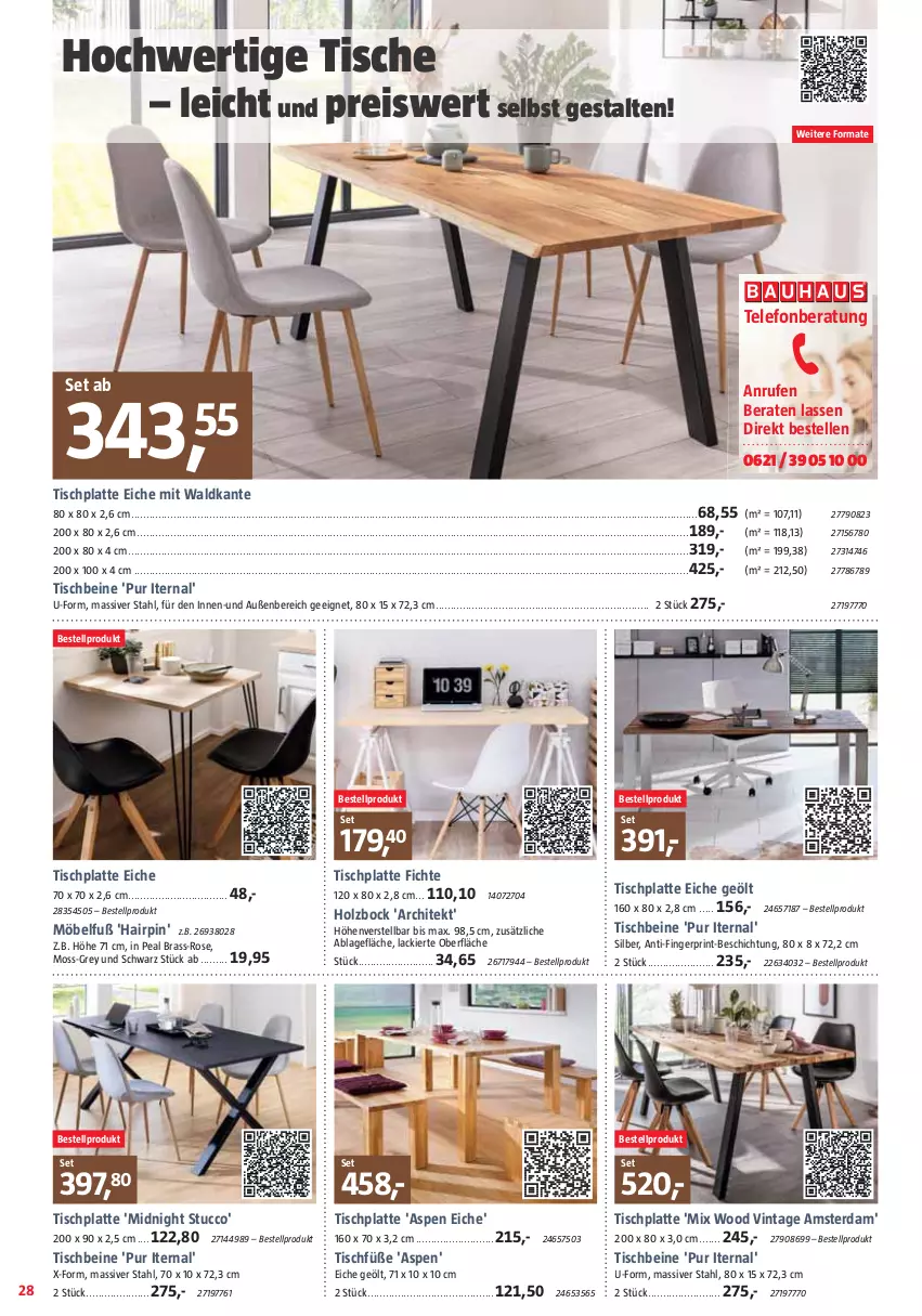 Aktueller Prospekt Bauhaus - Prospekte - von 02.12 bis 30.12.2023 - strona 28 - produkty: eis, elle, Holz, HP, lack, latte, möbel, reis, telefon, Ti, tisch, tischplatte, tuc