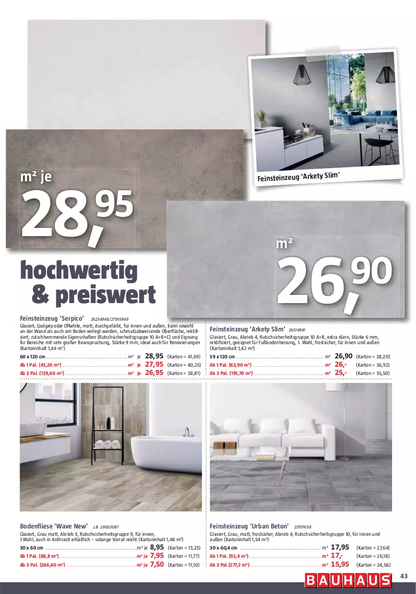 Aktueller Prospekt Bauhaus - Prospekte - von 02.12 bis 30.12.2023 - strona 43 - produkty: bodenfliese, brie, eis, erde, feinsteinzeug, LG, reis, Ti