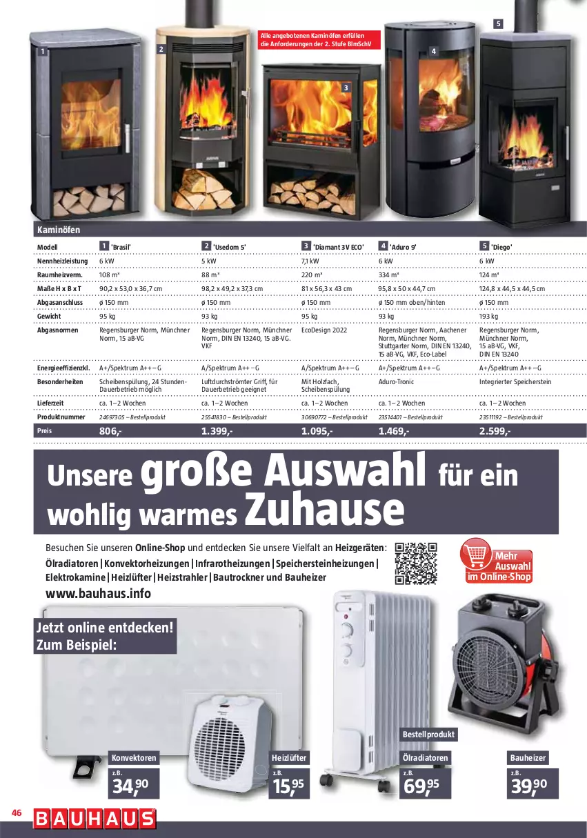 Aktueller Prospekt Bauhaus - Prospekte - von 02.12 bis 30.12.2023 - strona 46 - produkty: angebot, angebote, auer, Bau, burger, decke, dell, eis, Elektro, Heizungen, Holz, Kamin, Mode, regensburger, reis, rum, Spektrum, spülung, Trockner