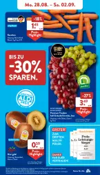 Gazetka promocyjna AldiSud - NÄCHSTE WOCHE - Gazetka - ważna od 02.09 do 02.09.2023 - strona 5 - produkty: aldi, alle artikel ohne dekoration, asti, beutel, dekoration, eis, Elan, früchte, karotten, kiwi, Kiwi Gold, lebensmittel, leine, LG, natur, Rauch, reis, Ti, trauben, Yo, ZTE