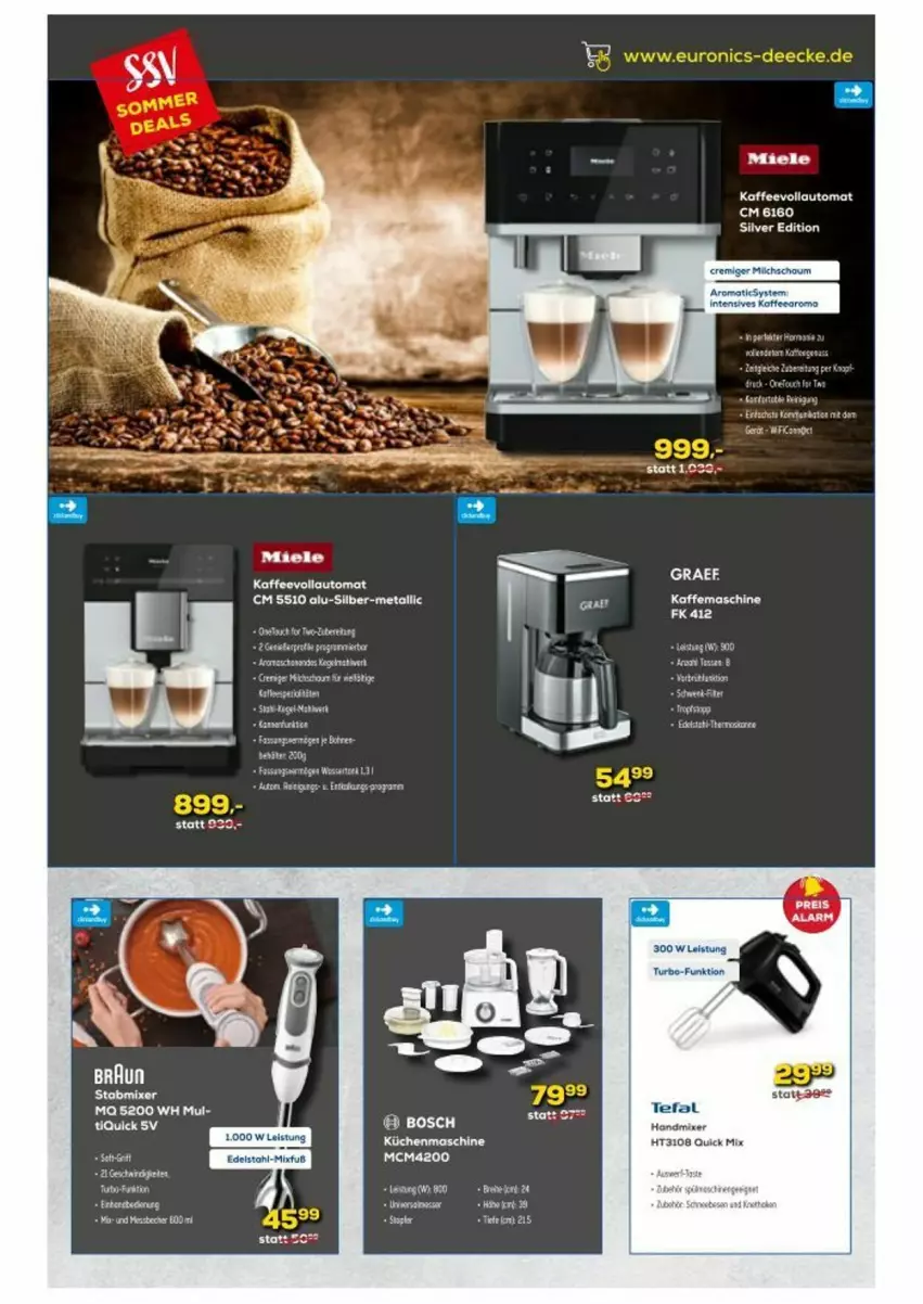 Aktueller Prospekt Euronics - Prospekte - von 23.08 bis 29.08.2023 - strona 6 - produkty: auto, edelstahl, eis, handmixer, kaffee, kaffeevollautomat, miele, Mixer, stabmixer, tasse, tee, Ti