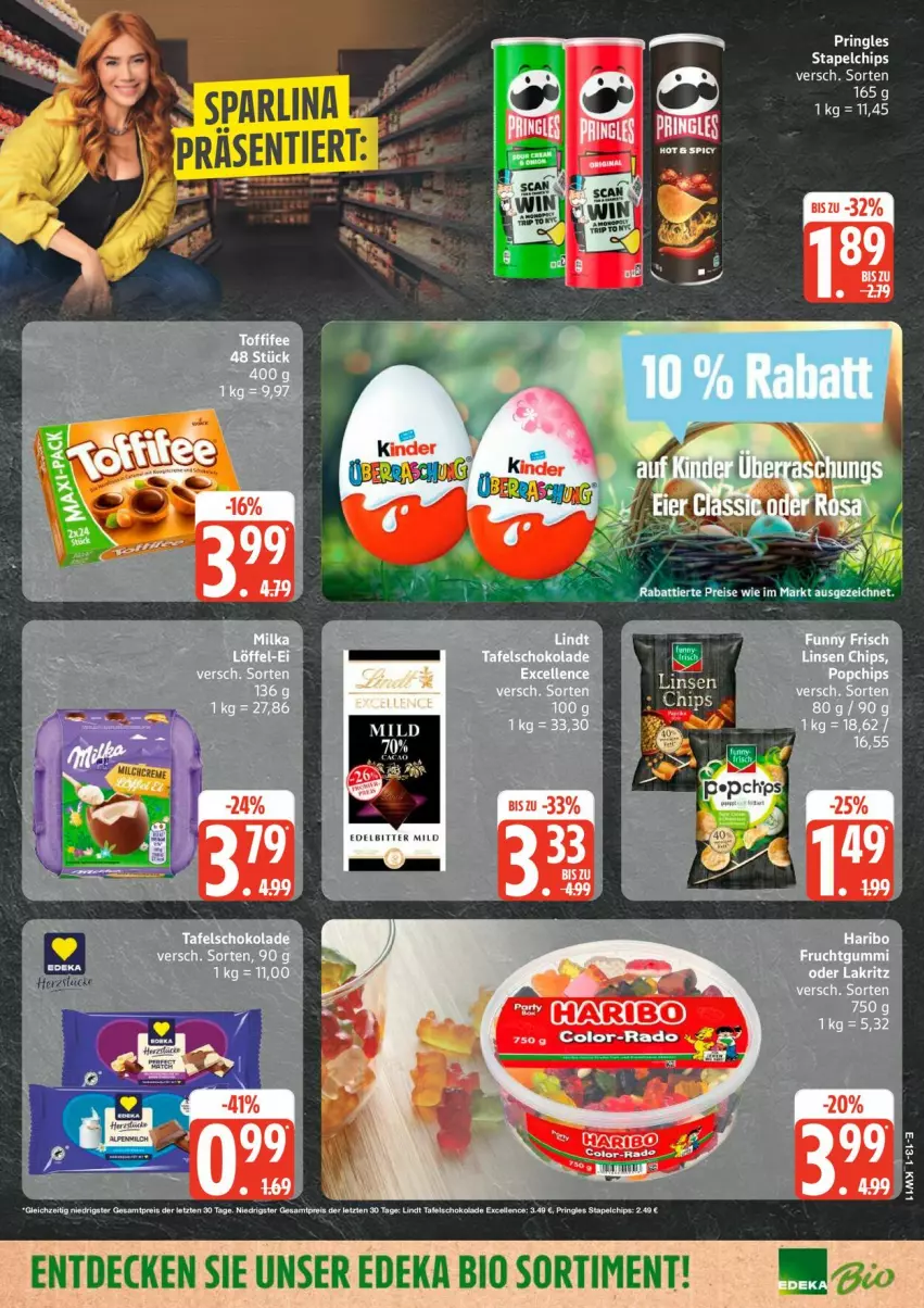 Aktueller Prospekt Edeka - Prospekte - von 09.03 bis 14.03.2026 - strona 15 - produkty: chips, eis, elle, frucht, fruchtgummi, haribo, Lakritz, oder lakritz, reis, schoko, schokolade, tafelschokolade, Ti
