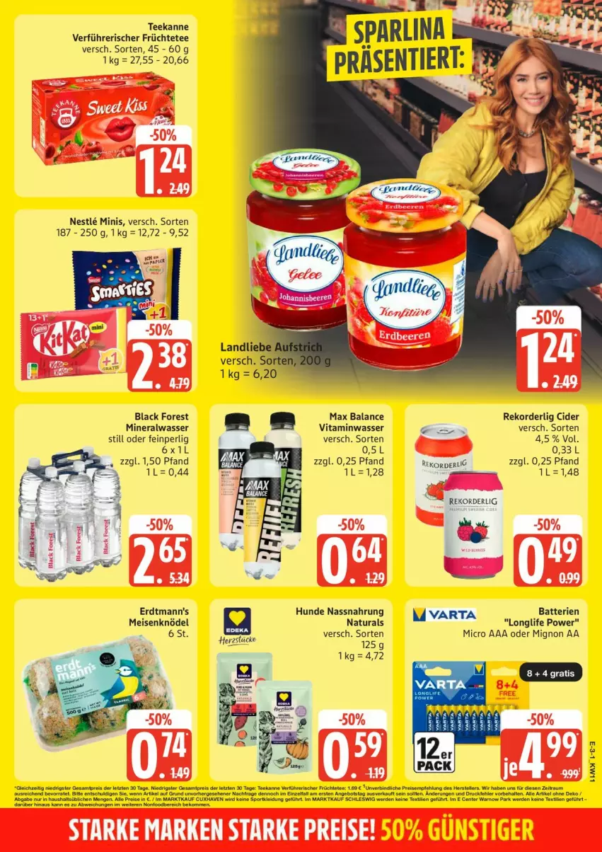 Aktueller Prospekt Edeka - Prospekte - von 09.03 bis 14.03.2026 - strona 3 - produkty: Alwa, batterie, batterien, beko, black forest, cider, eis, früchte, Früchtetee, Knödel, lack, longlife, Meisenknödel, mineralwasser, Mineralwasser Still, Nassnahrung, natur, natura, reis, tee, teekanne, Ti, varta, vita, wasser, ZTE