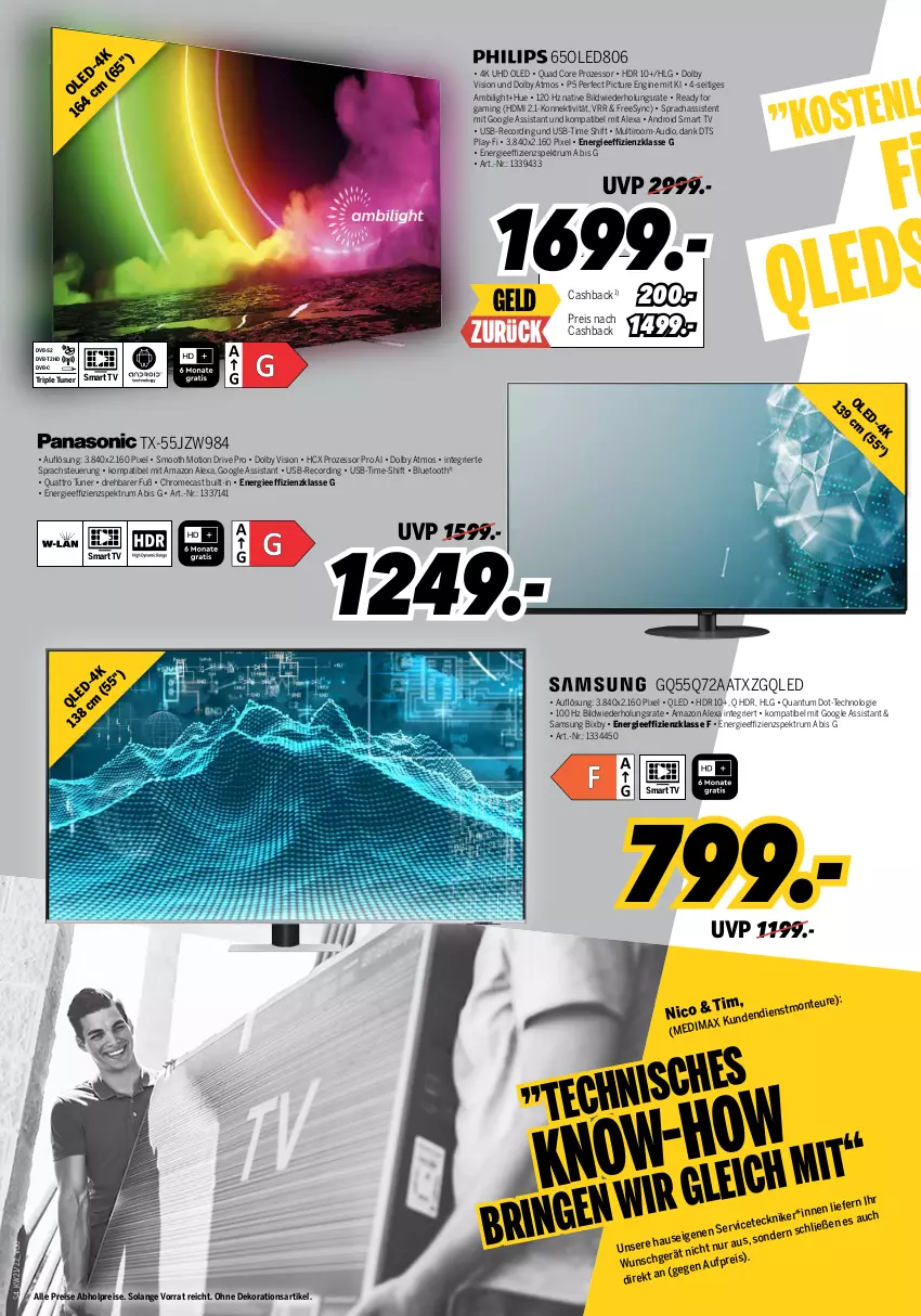 Aktueller Prospekt Medimax - MEDIMAX Prospekt KW21 2022 - von 20.05 bis 26.05.2022 - strona 4 - produkty: abholpreise, alexa, amazon alexa, dekoration, dell, dvb, dvb-s2, DVB-T, eis, elle, ente, fernbedienung, gin, HDMI, leds, LG, Mode, monte, neuheit, nvidia, Philips, qled, quad, reis, rum, Samsung, smart tv, soundbar, Spektrum, Subwoofer, Ti, tuner, uhd, usb