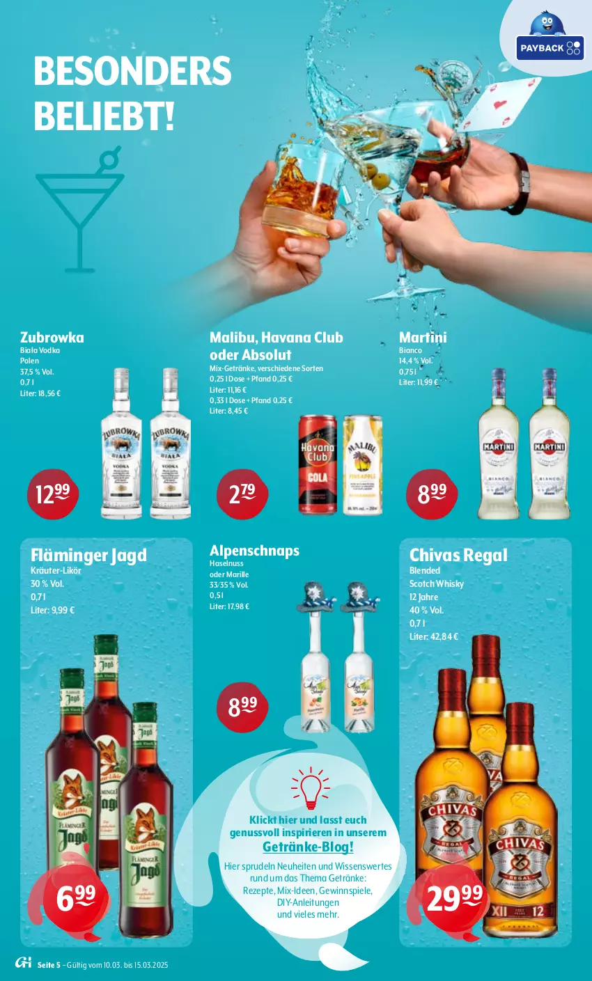 Aktueller Prospekt Getraenke Hoffmann - Prospekte - von 10.03 bis 15.03.2025 - strona 5 - produkty: blended scotch, blended scotch whisky, getränk, getränke, gewinnspiel, haselnuss, Havana Club, kräuter, likör, Malibu, martini, neuheit, nuss, regal, rezept, rezepte, scotch, scotch whisky, Spiele, Sprudel, Ti, vodka, whisky