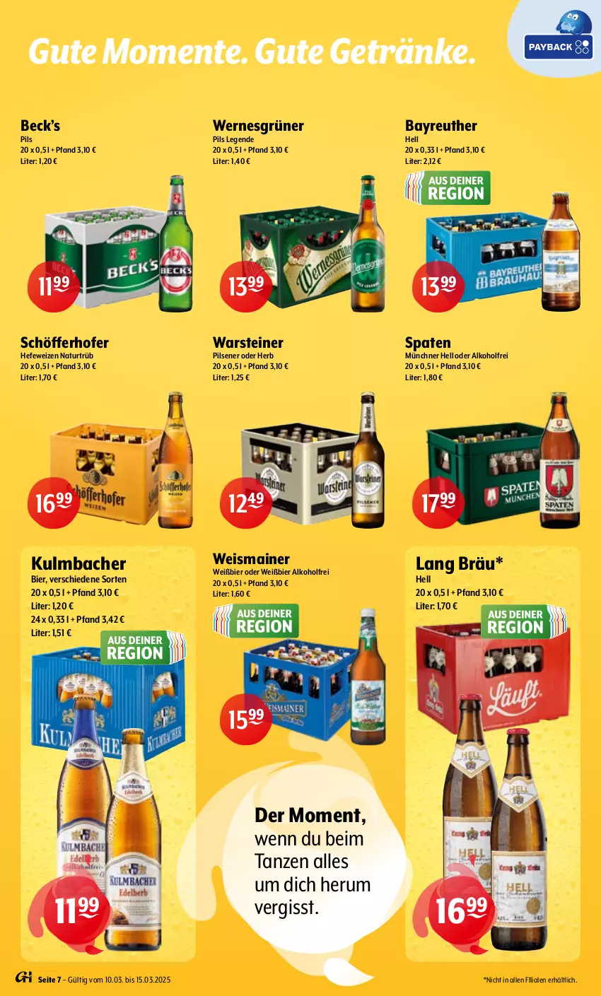 Aktueller Prospekt Getraenke Hoffmann - Prospekte - von 10.03 bis 15.03.2025 - strona 7 - produkty: alkohol, bier, eis, ente, getränk, getränke, Hefe, hefeweizen, natur, pils, pilsener, rum, schöfferhofer, Spaten, steiner, Ti, warsteiner