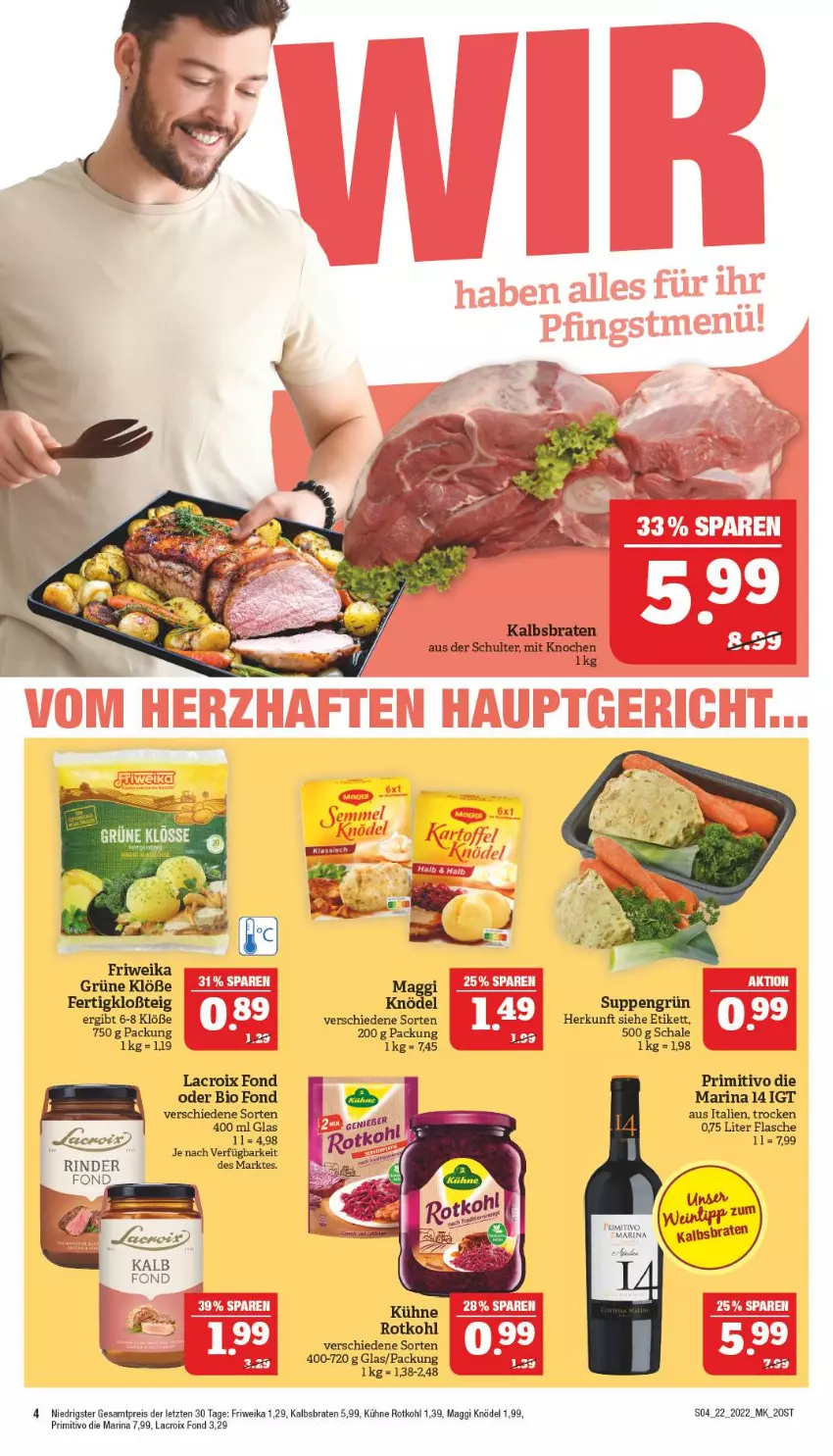 Aktueller Prospekt Marktkauf - Prospekt - von 29.05 bis 04.06.2022 - strona 4 - produkty: bio, braten, eis, flasche, Knödel, Kühne, maggi, primitivo, reis, rind, rinder, rotkohl, Schal, Schale, suppe, suppen, Ti, ZTE