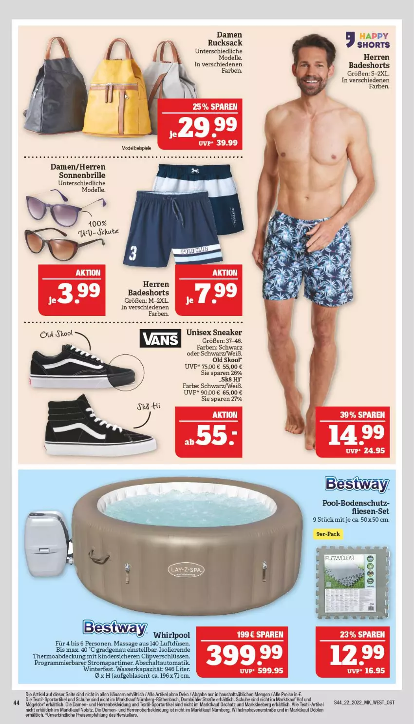 Aktueller Prospekt Marktkauf - Prospekt - von 29.05 bis 04.06.2022 - strona 44 - produkty: auto, Bad, badeshorts, bestway, Brille, dell, eis, elle, Kinder, kleid, Kleidung, Mode, pool, reis, rucksack, sac, Schal, schuhe, shorts, sneaker, sonnenbrille, Spiele, Sport, teller, Ti, wasser, Whirlpool