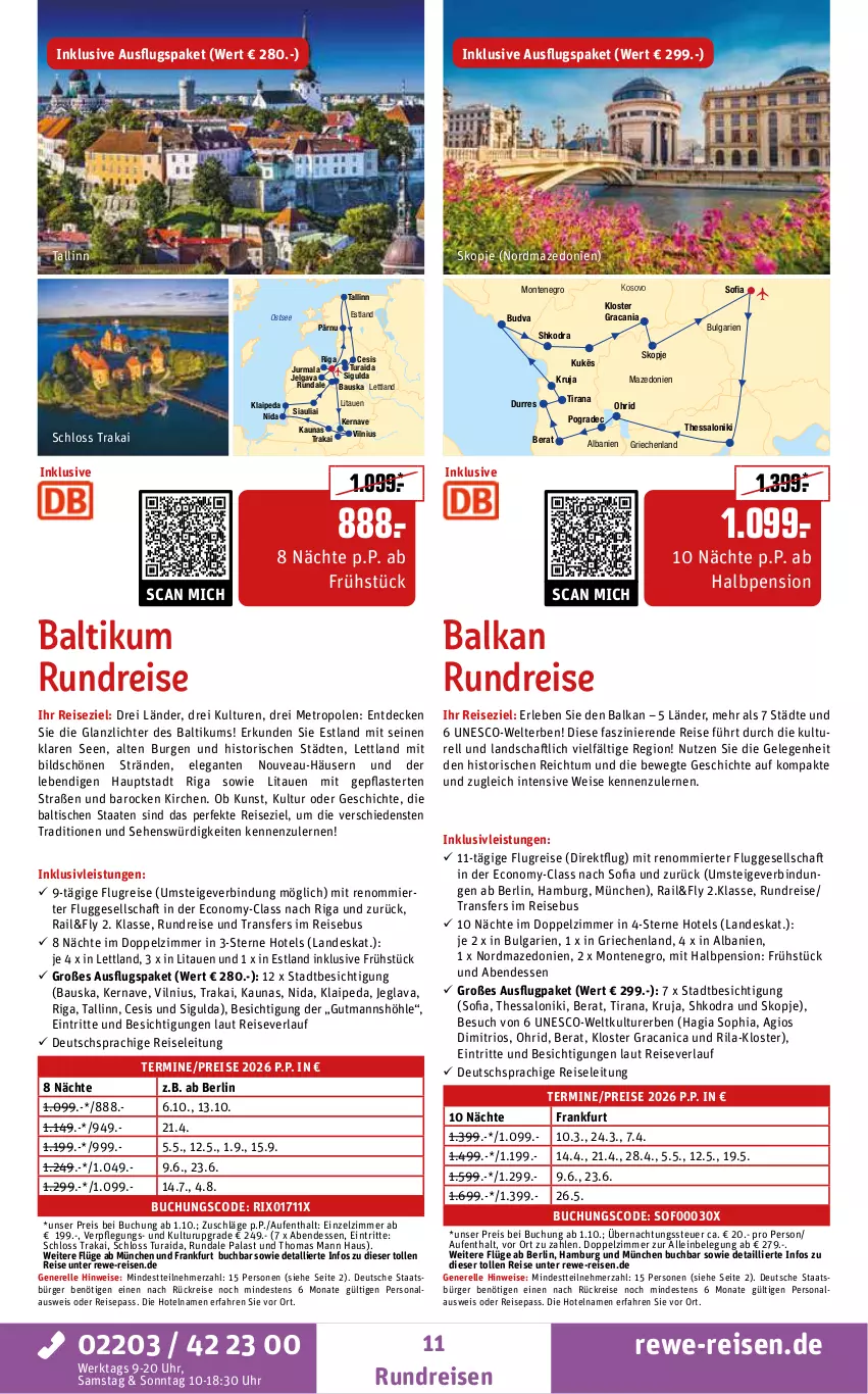 Aktueller Prospekt Rewe Reisen - Reiseprospekt - von 28.08 bis 26.09.2025 - strona 11 - produkty: Bau, buch, decke, deutschsprachige reiseleitung, eis, elle, inklusivleistungen, LG, Metro, monte, Persona, pflaster, Rana, reis, reiseverlauf, rel, Ti, tisch, uhr