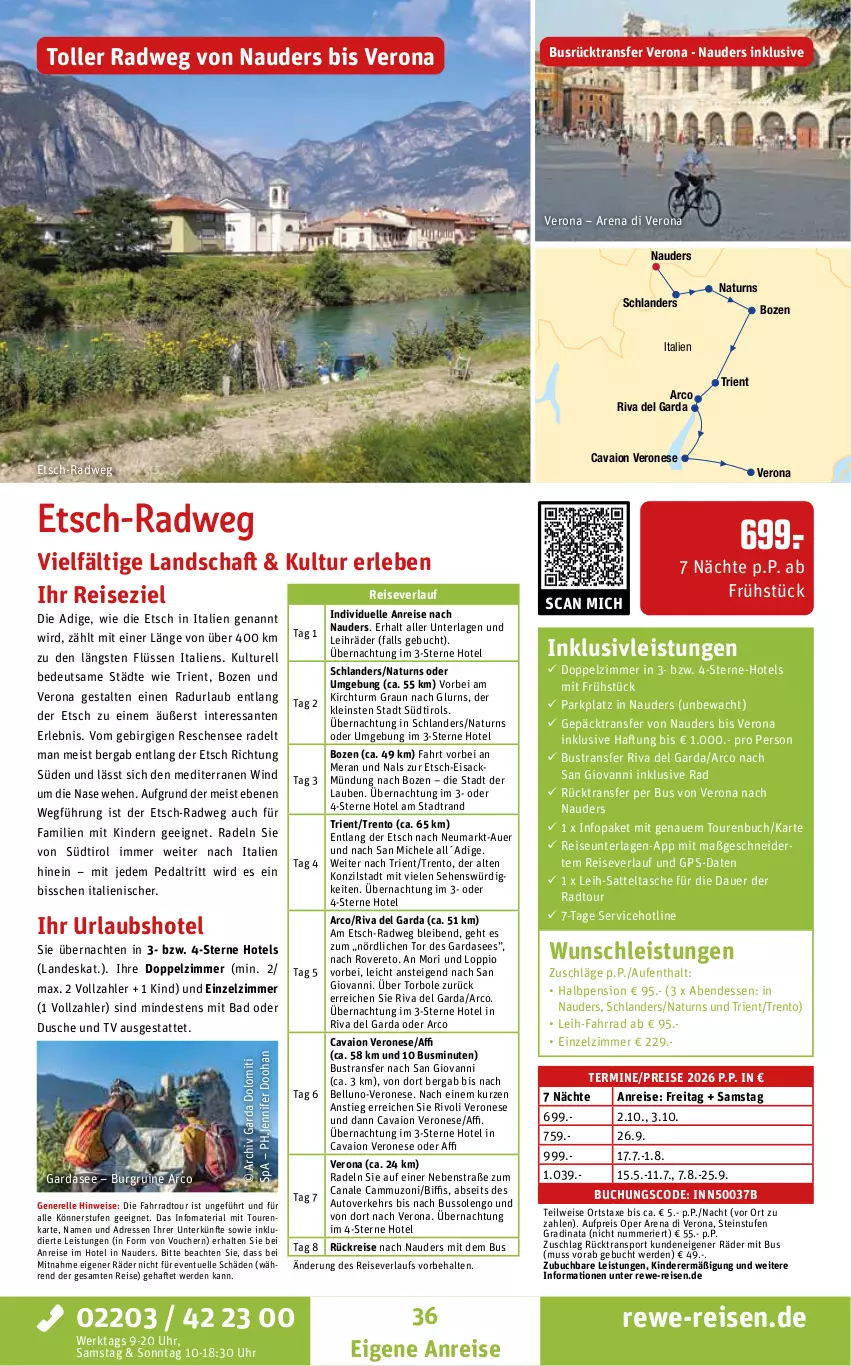 Aktueller Prospekt Rewe Reisen - Reiseprospekt - von 28.08 bis 26.09.2025 - strona 36 - produkty: auer, auto, axe, Bad, biff, buch, Cava, dusche, eis, elle, erde, Fahrrad, GPS, inklusivleistungen, Kinder, natur, reis, reiseverlauf, rel, Ria, sac, SANTE, sattel, Sport, Tasche, Ti, uhr