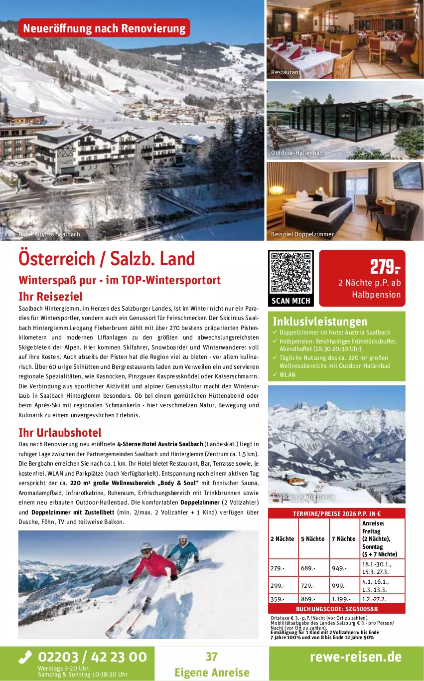 Aktueller Prospekt Rewe Reisen - Reiseprospekt - von 28.08 bis 26.09.2025 - strona 37 - produkty: auer, aust, axe, Bad, Bau, bett, body, brunnen, buch, burger, dusche, eis, feinschmecker, inklusivleistungen, Kaiser, Kaiserschmarrn, Knödel, mac, Mode, natur, nuss, reis, Ria, rum, rwe, salz, Spezi, Sport, Ti, uhr, wellnessbereich