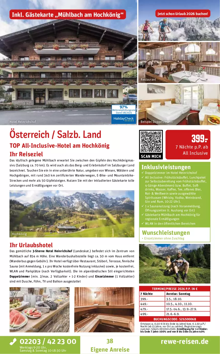 Aktueller Prospekt Rewe Reisen - Reiseprospekt - von 28.08 bis 26.09.2025 - strona 38 - produkty: axe, bier, buch, burger, drink, drinks, dusche, E-Bike, eis, elle, gin, HP, inklusivleistungen, kaffee, Kinder, Mountainbike, natur, reis, rum, rwe, salz, spirituosen, tee, Ti, uhr, vodka, wasser, wein, weinbrand, Weißwein, whisky