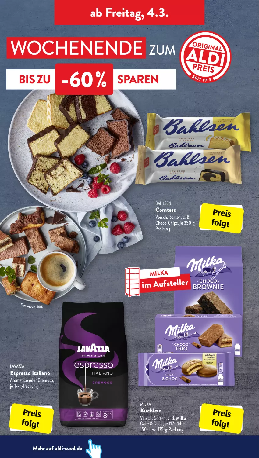 Aktueller Prospekt AldiSud - ALDI Aktuell - von 28.02 bis 05.03.2022 - strona 22 - produkty: aldi, bahlsen, chips, comtess, eis, elle, espresso, lavazza, LG, milka, reis, teller, Ti