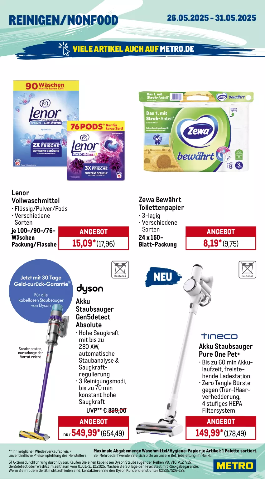 Aktueller Prospekt Metro - Wochen-Angebote - von 26.05 bis 31.05.2025 - strona 15 - produkty: akku, amaro, angebot, auto, beere, beeren, bombay sapphire, brut, bürste, champagne, Dyson, eis, elle, flasche, frucht, früchte, früchten, getränk, getränke, kraft, Lakritz, lenor, mac, Metro, Palette, papier, Pods, primitivo, Reinigung, reis, Ria, sac, sapphire, Schal, Schale, sim, sonderposten, staubsauger, teller, Ti, Tiere, tisch, toilettenpapier, trauben, vollwaschmittel, waschmittel, zewa, zitrone