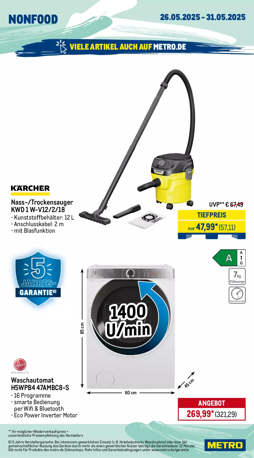 Aktueller Prospekt Metro - Wochen-Angebote - von 26.05 bis 31.05.2025 - strona 16 - produkty: angebot, auer, auto, Behälter, boss, drink, eis, eiswürfel, eiswürfelbereiter, elle, Gläser, herdarten, LG, Metro, pfanne, reis, Schere, spülmaschinen, teller, Ti, tiefpreis, Trockensauger, wasser, wassertank, würfel