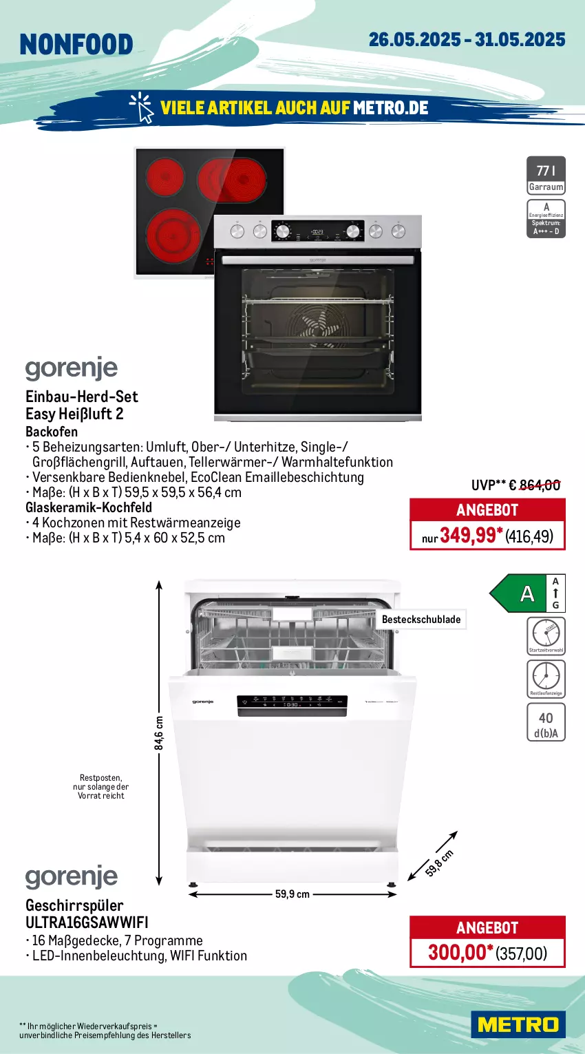Aktueller Prospekt Metro - Wochen-Angebote - von 26.05 bis 31.05.2025 - strona 20 - produkty: angebot, backofen, Bau, beleuchtung, besteck, decke, eis, elle, garraum, gefrierschrank, geschirr, geschirrspüler, glaskeramik, glaskeramik-kochfeld, grill, keramik-kochfeld, kochfeld, kühlschrank, maille, Metro, Ofen, reis, rum, Schal, Schrank, Spektrum, teller, Ti, tiefpreis, tisch