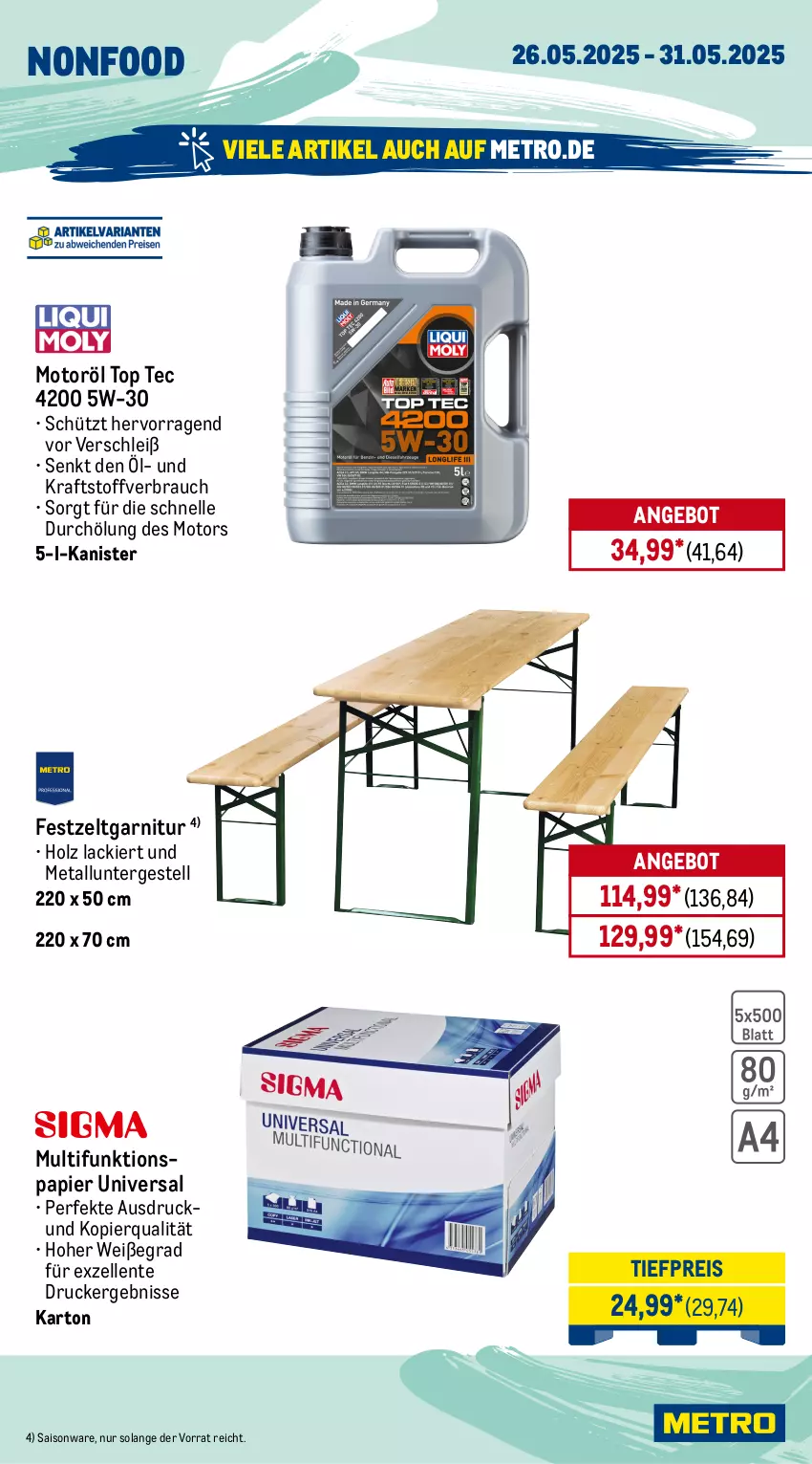 Aktueller Prospekt Metro - Wochen-Angebote - von 26.05 bis 31.05.2025 - strona 22 - produkty: angebot, drucker, eis, elle, ente, garnitur, Holz, kraft, lack, Metro, papier, Rauch, reis, Ti, tiefpreis, Zelt