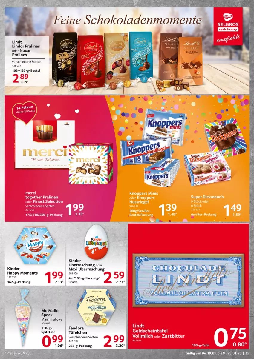 Aktueller Prospekt Selgros - Food - von 19.01 bis 25.01.2023 - strona 15 - produkty: beutel, kakao, Kinder, lindor, lindt, mars, milch, Speck, Ti, Tüte, vollmilch