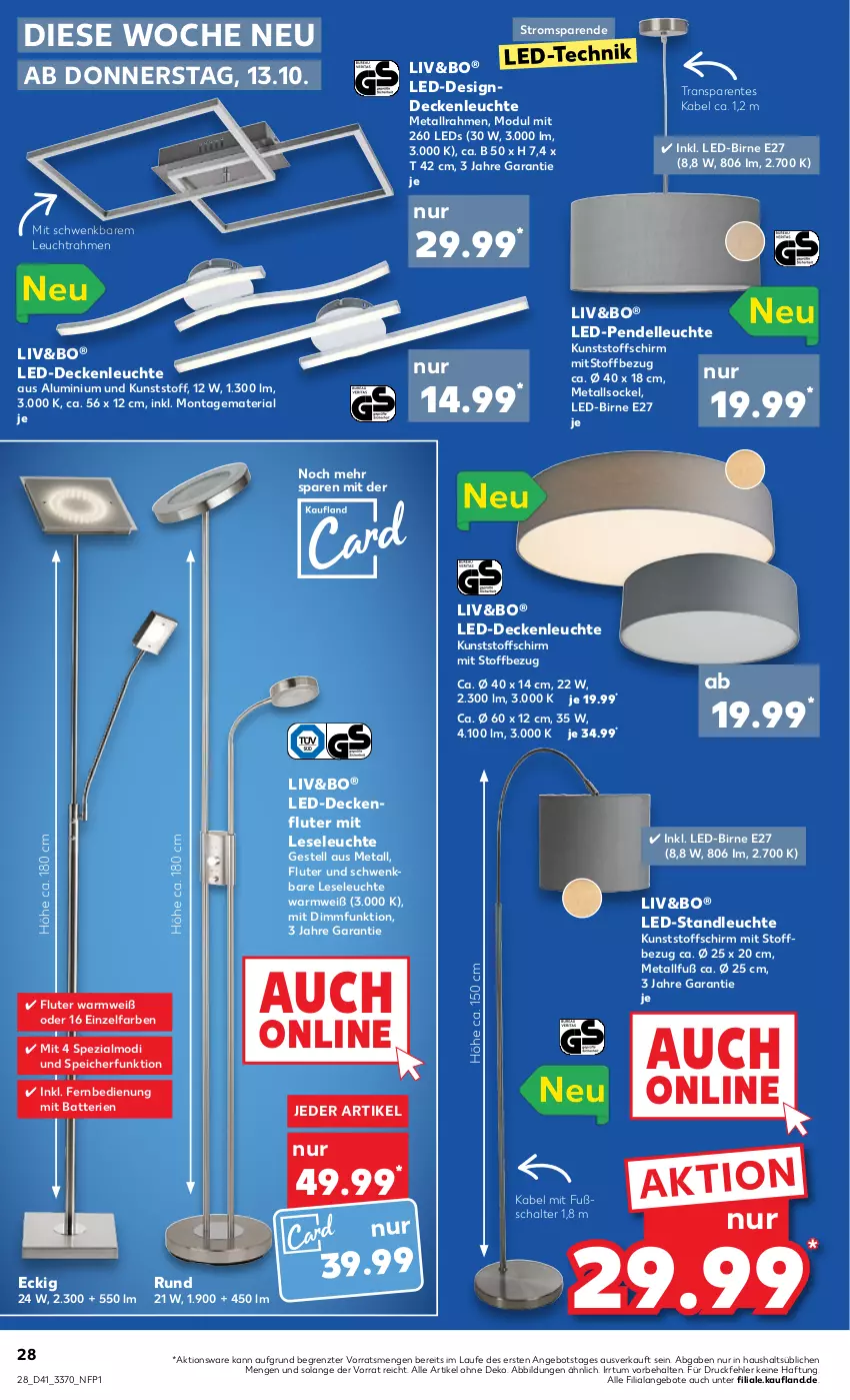 Aktueller Prospekt Kaufland - von 13.10 bis 19.10.2022 - strona 28 - produkty: angebot, angebote, batterie, batterien, decke, deckenfluter, deckenleuchte, dell, elle, ente, fernbedienung, led-deckenleuchte, leds, Leuchte, Pendelleuchte, Ria, Schal, Spezi, Ti, ZTE